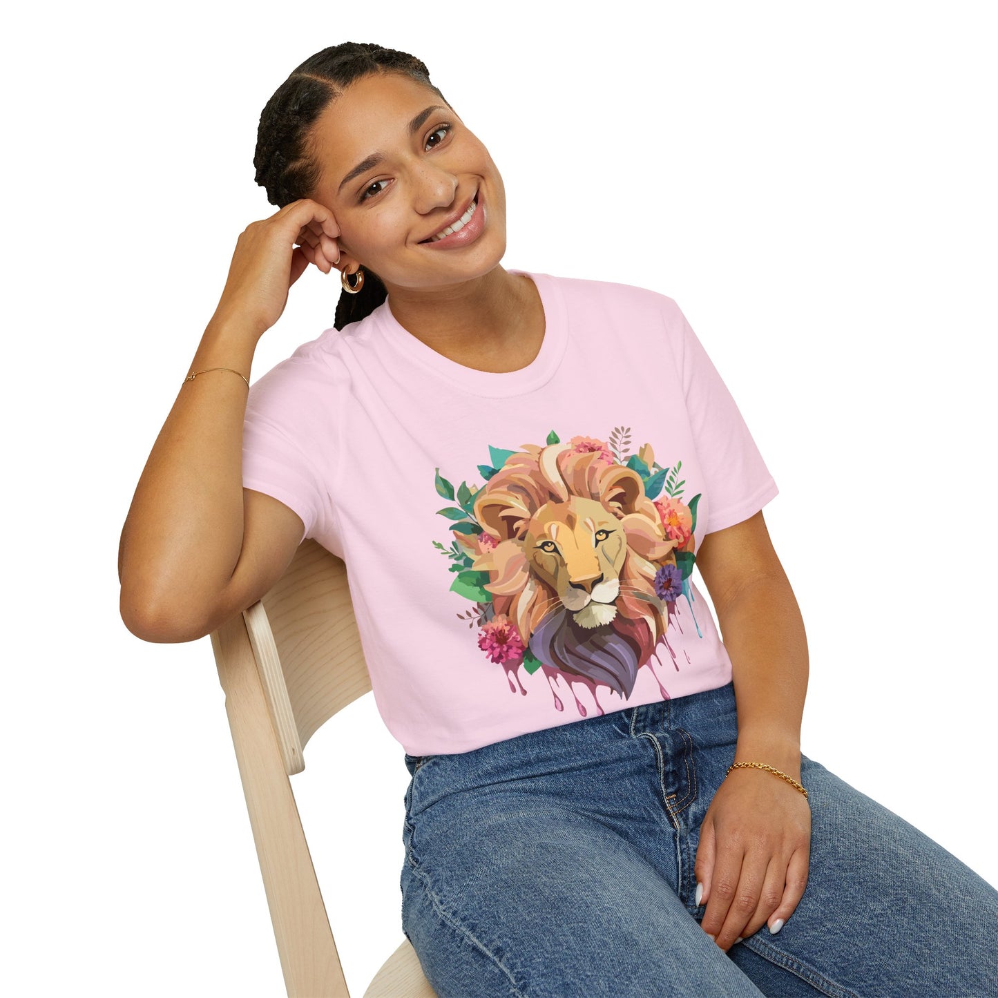 Lion Shirt, Shirt with Lion, Floral Lion Tee, Shirt with Animals