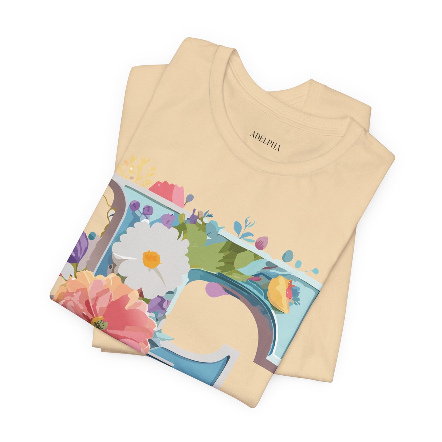 Natural Cotton Tee Shirt - Letters Collection - F Printify