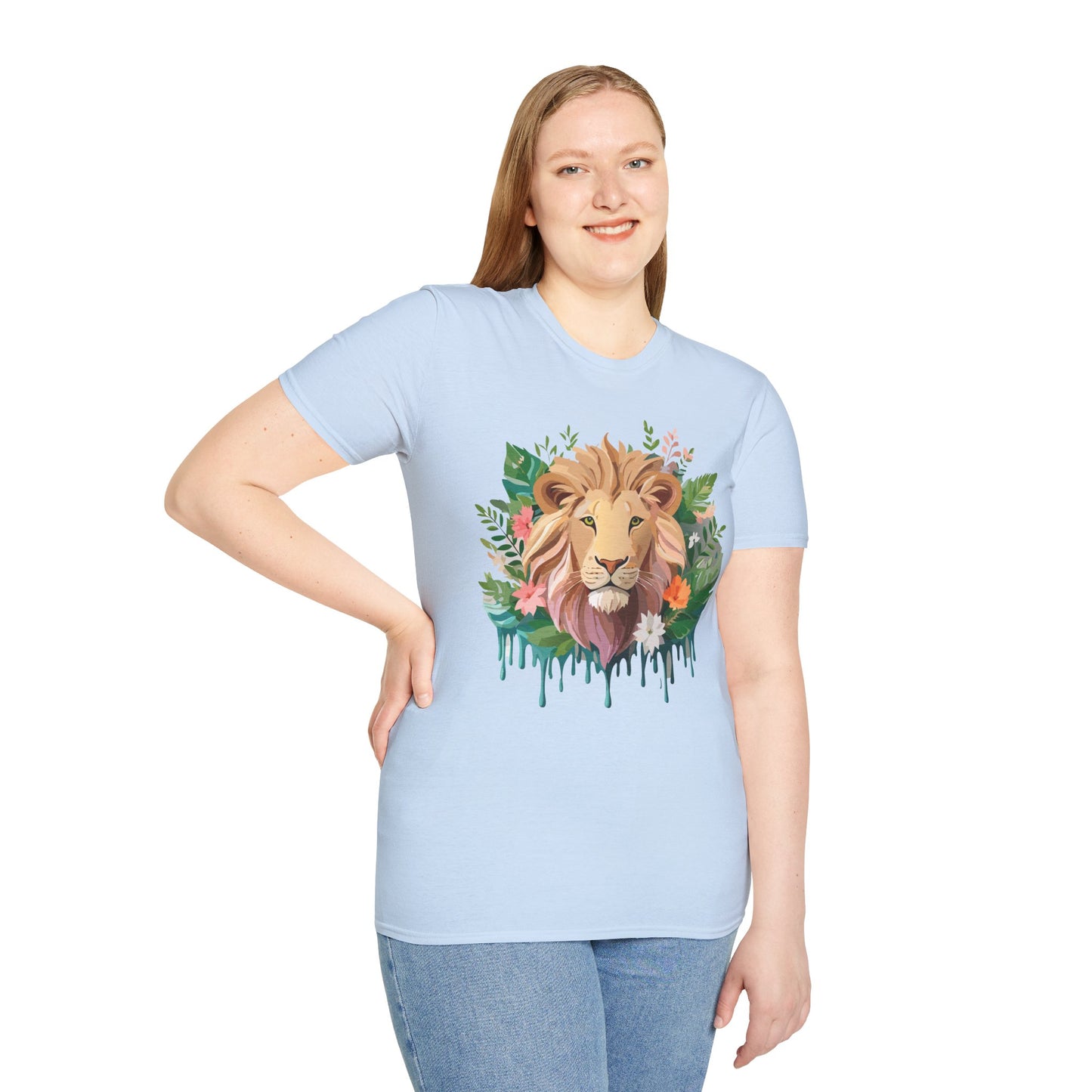 Lion Shirt, Shirt with Lion, Floral Lion Tee, Shirt with Animals