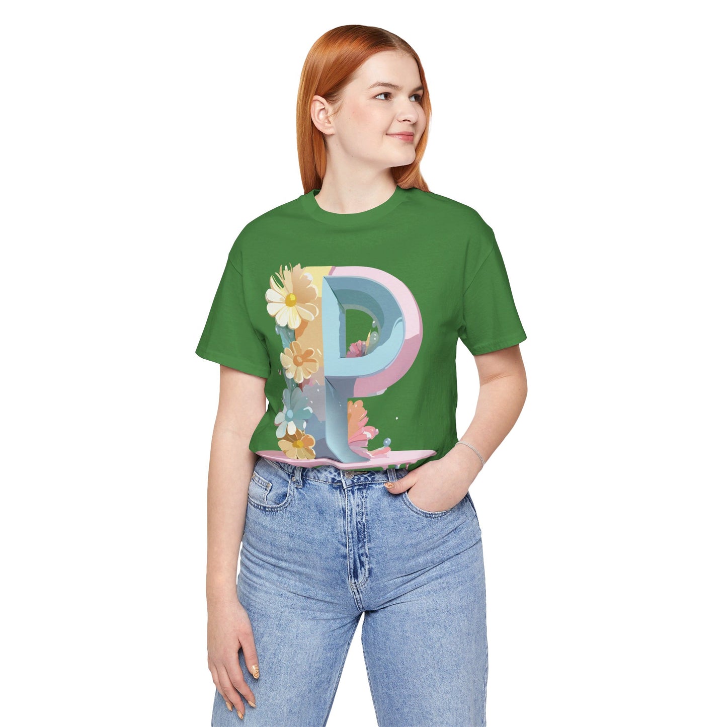Natural Cotton Tee Shirt - Letters Collection - P Printify