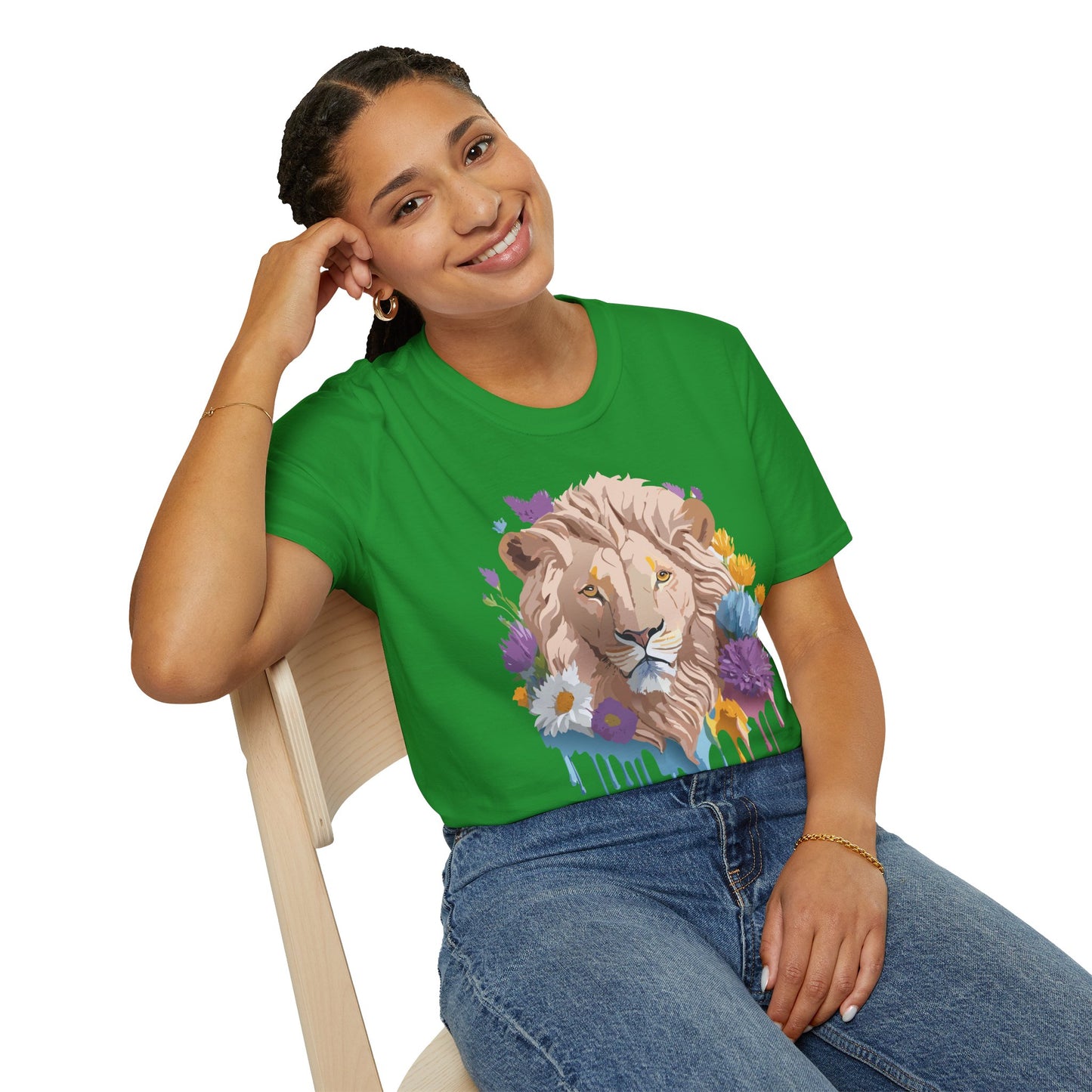 Lion Shirt, Shirt with Lion, Floral Lion Tee, Shirt with Animals
