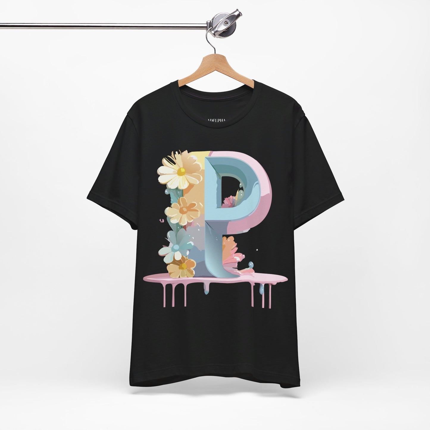 Natural Cotton Tee Shirt - Letters Collection - P Printify