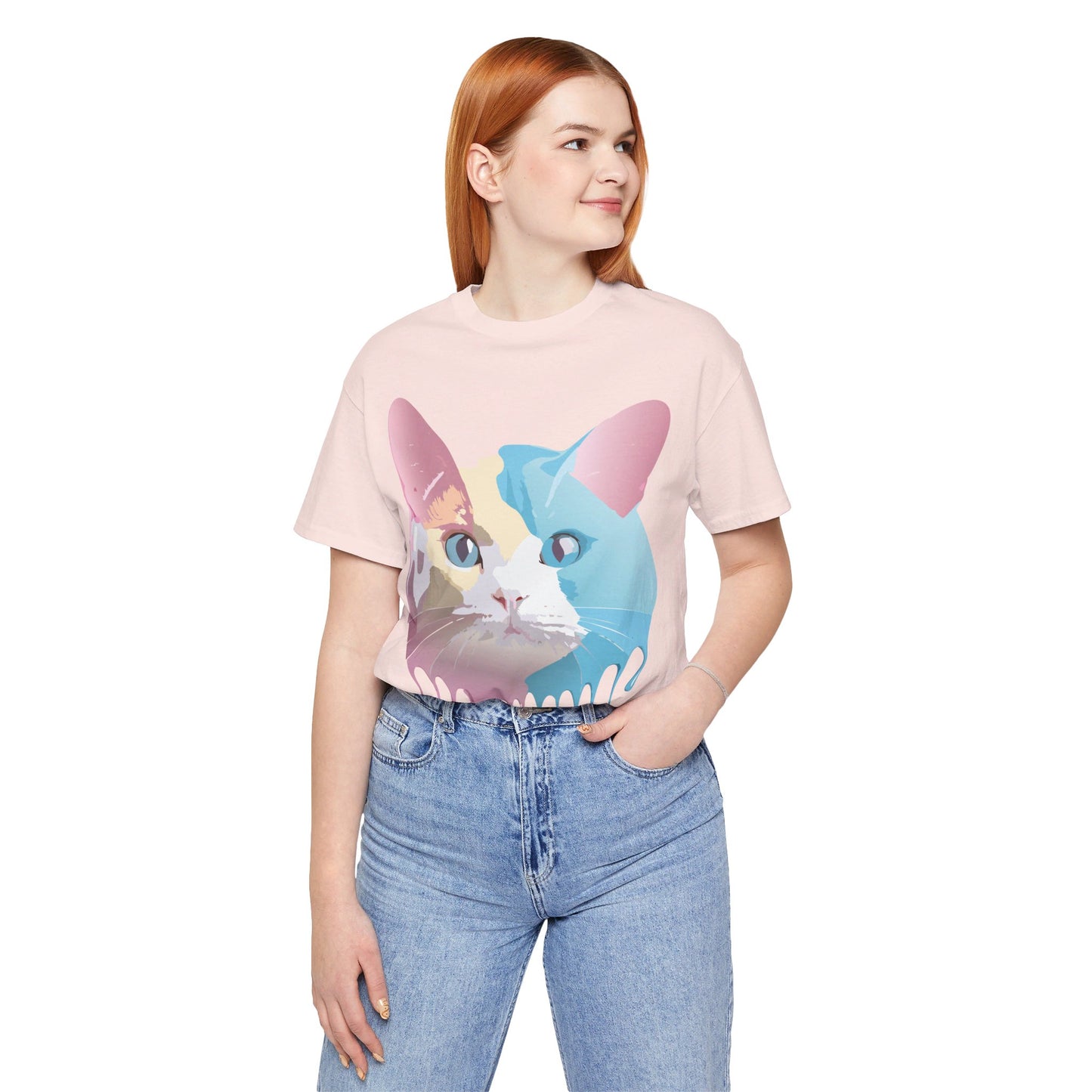 Natural Cotton Tee Shirt with Cat Printify