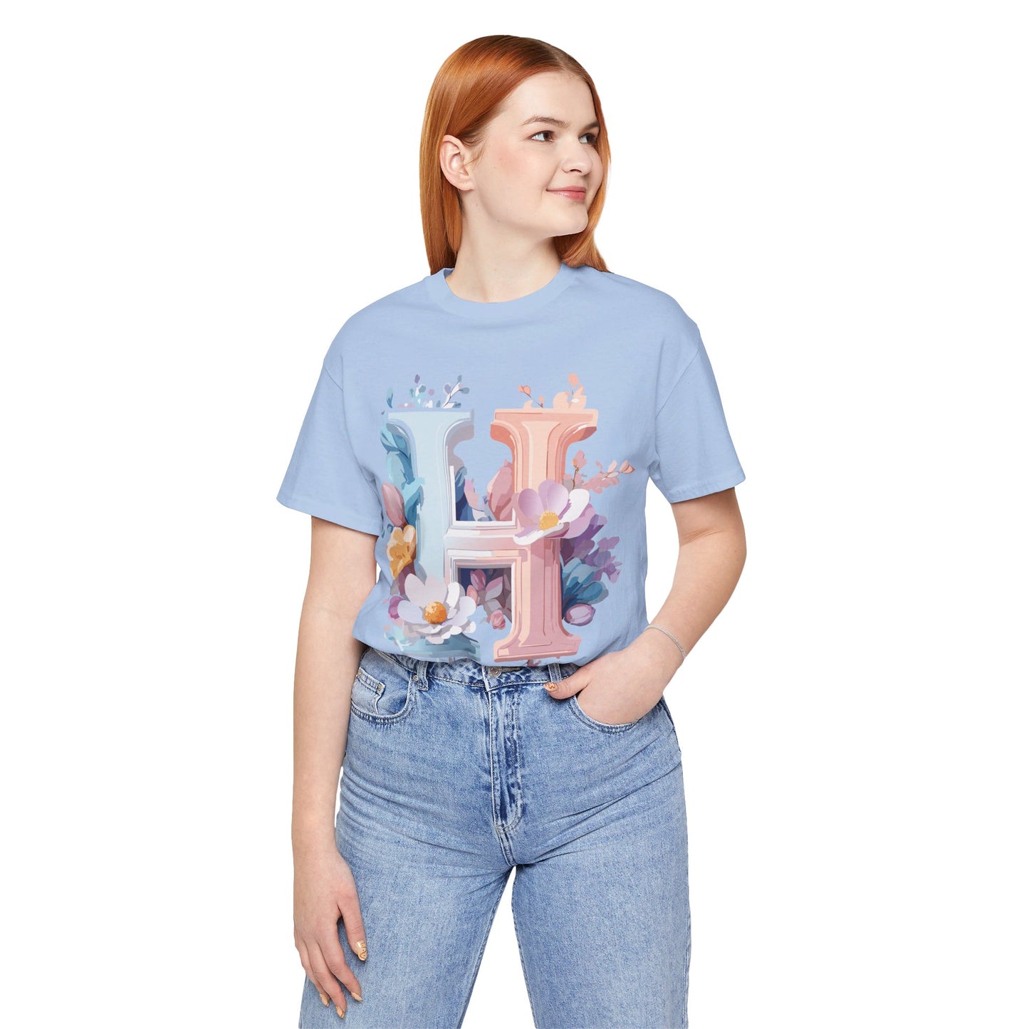Natural Cotton Tee Shirt - Letters Collection - H Printify