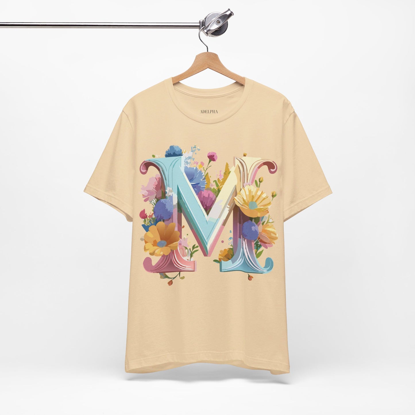 Natural Cotton Tee Shirt - Letters Collection - M Printify