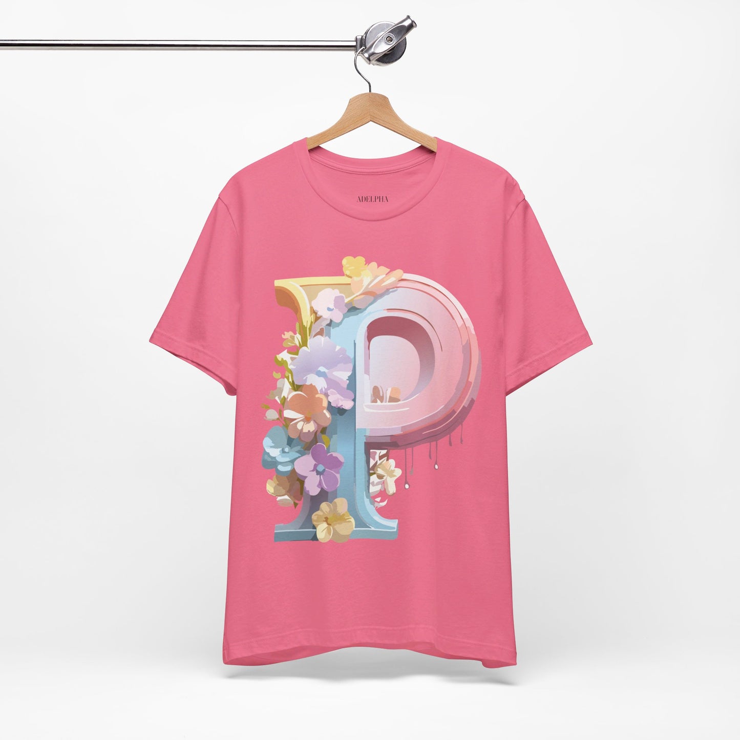 Natural Cotton Tee Shirt - Letters Collection - P Printify