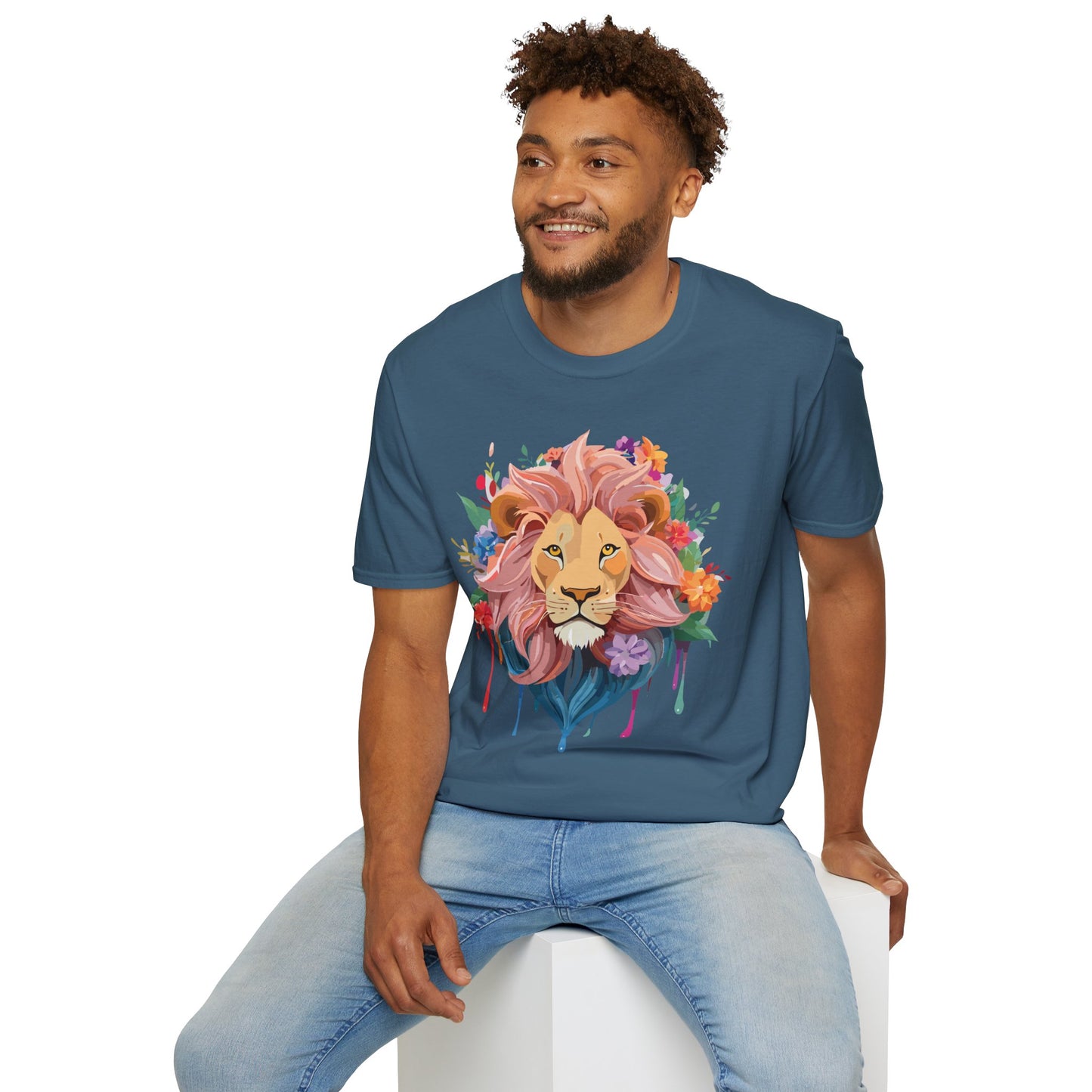 Lion Shirt, Shirt with Lion, Floral Lion Tee, Shirt with Animals
