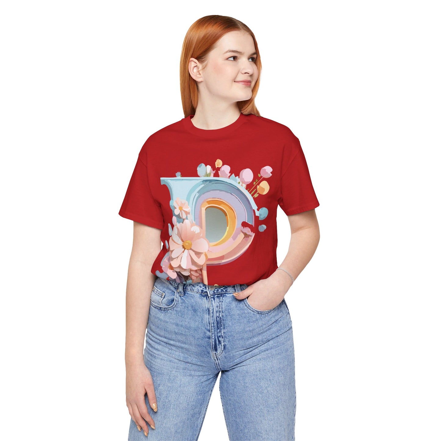Natural Cotton Tee Shirt - Letters Collection - P Printify