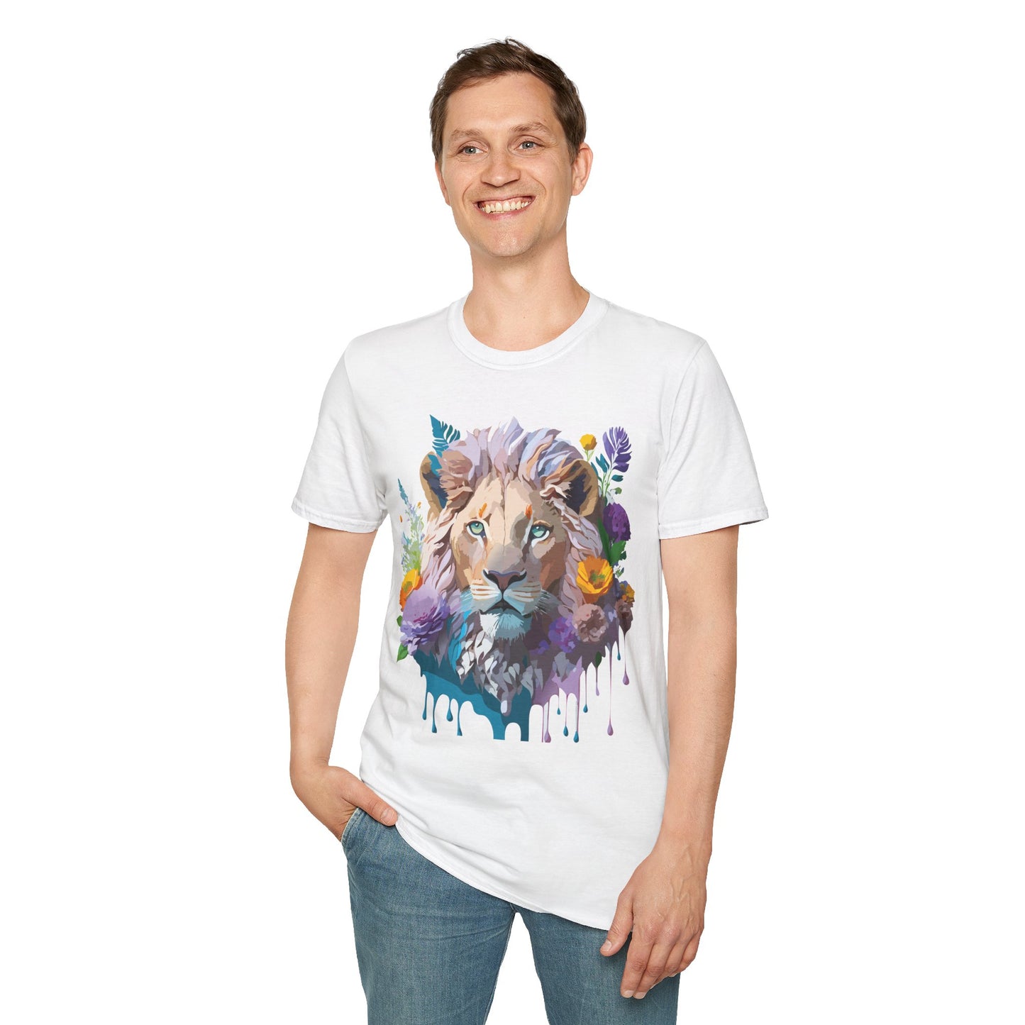 Lion Shirt, Shirt with Lion, Floral Lion Tee, Shirt with Animals