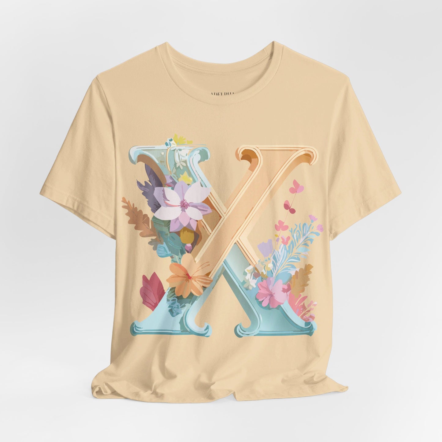 Natural Cotton Tee Shirt - Letters Collection - X Printify