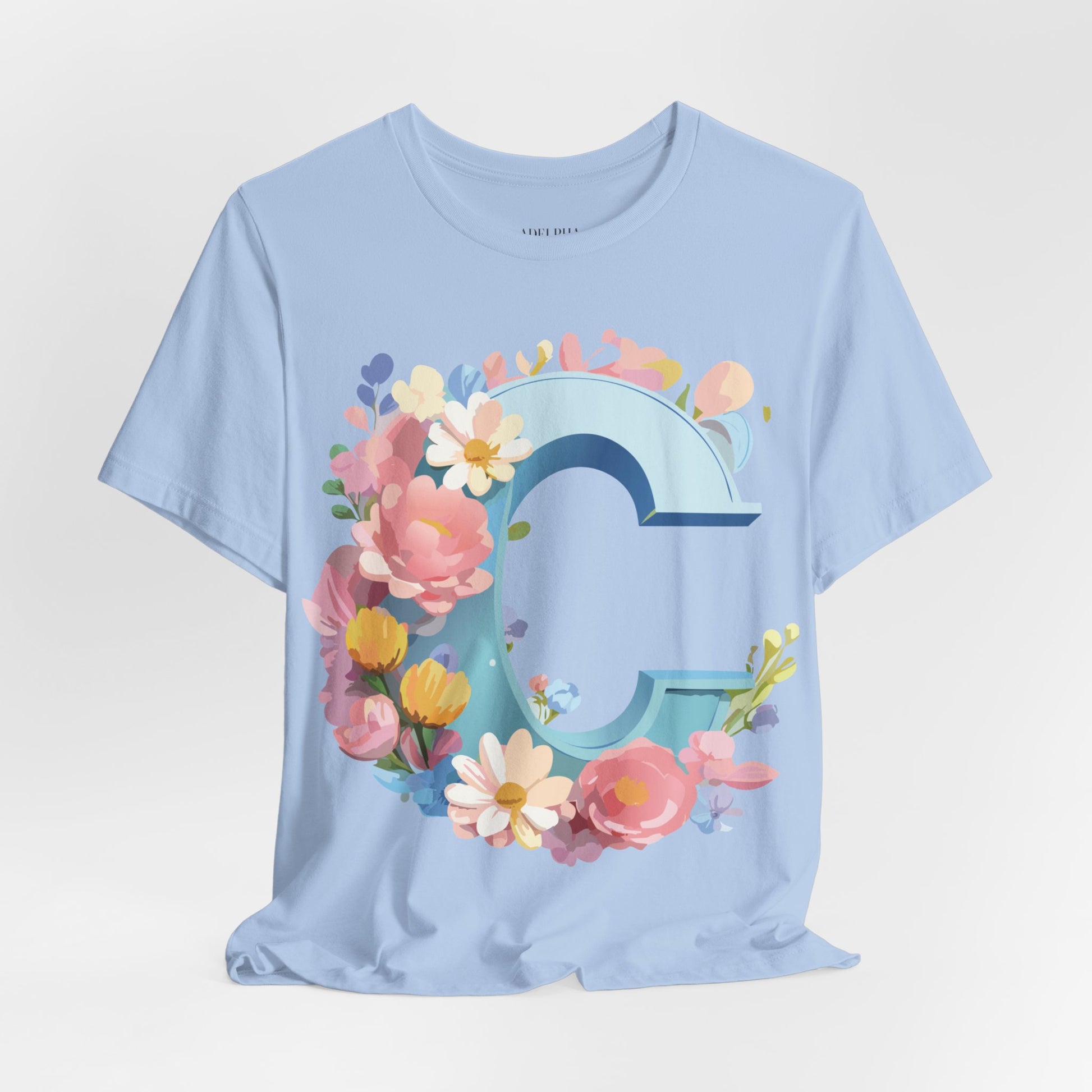Natural Cotton Tee Shirt - Letters Collection - C Printify
