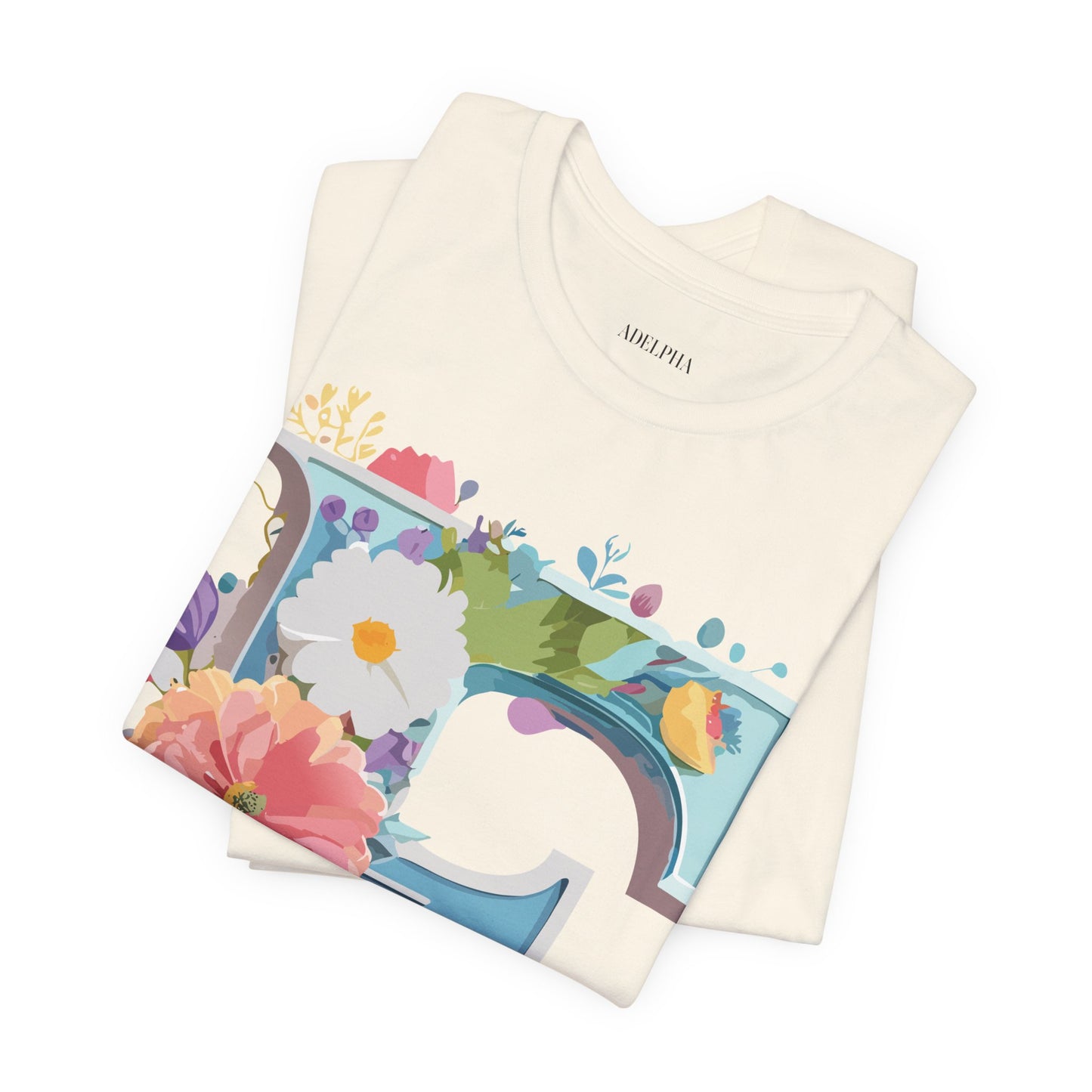 Natural Cotton Tee Shirt - Letters Collection - F Printify