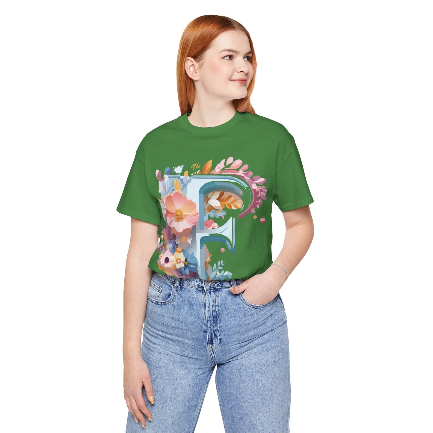 Natural Cotton Tee Shirt - Letters Collection - F Printify