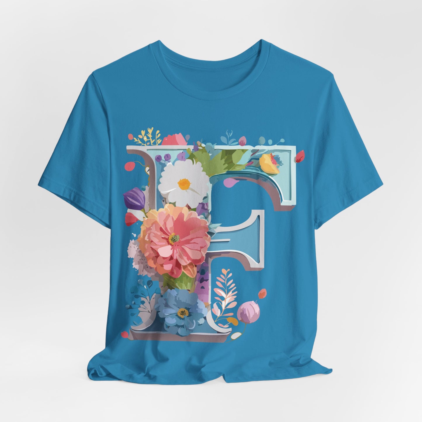 Natural Cotton Tee Shirt - Letters Collection - F Printify