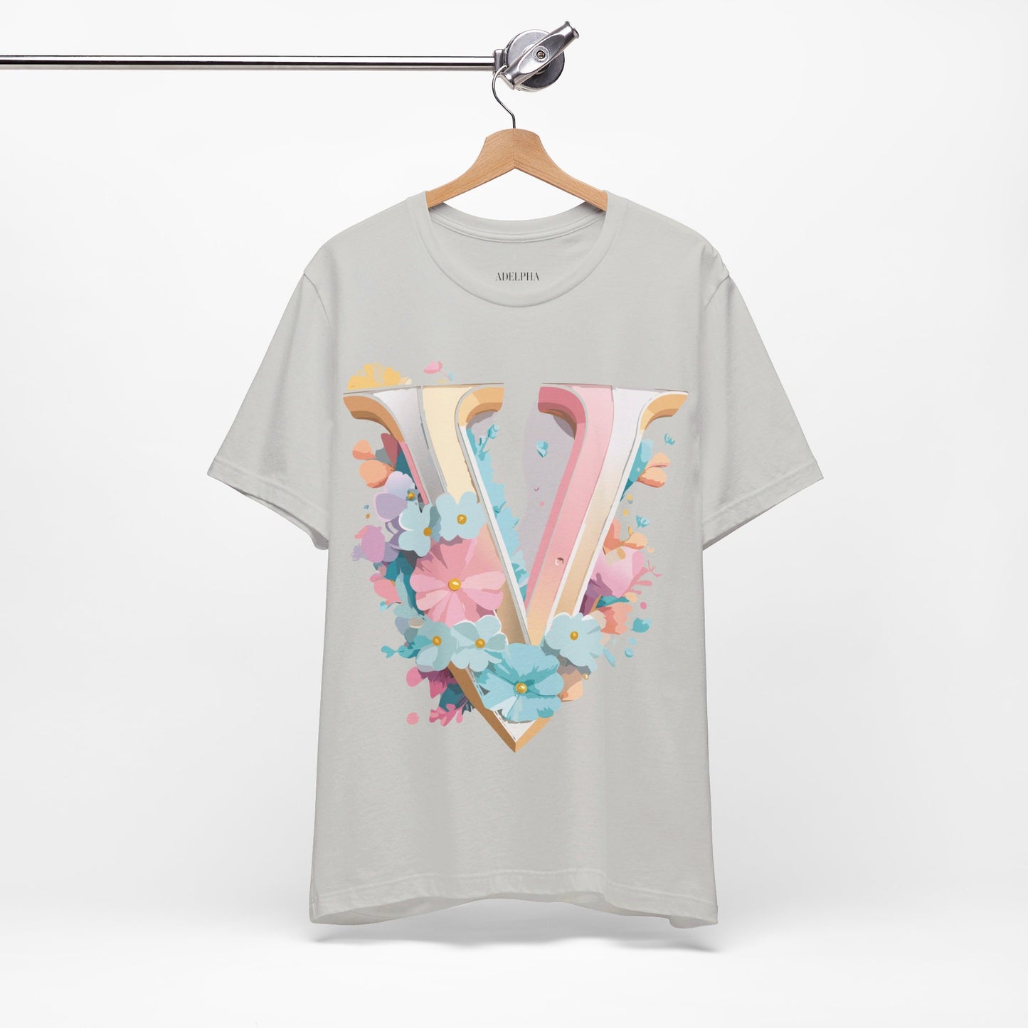 Natural Cotton Tee Shirt - Letters Collection - V Printify