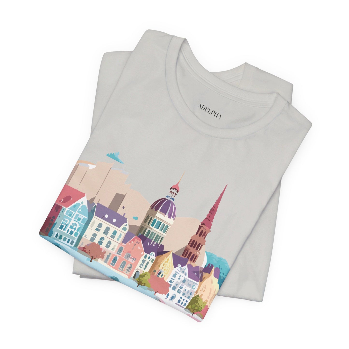 Natural Cotton Tee Shirt - Beautiful Places Collection - Warnemünde and Rostock - Germany Printify