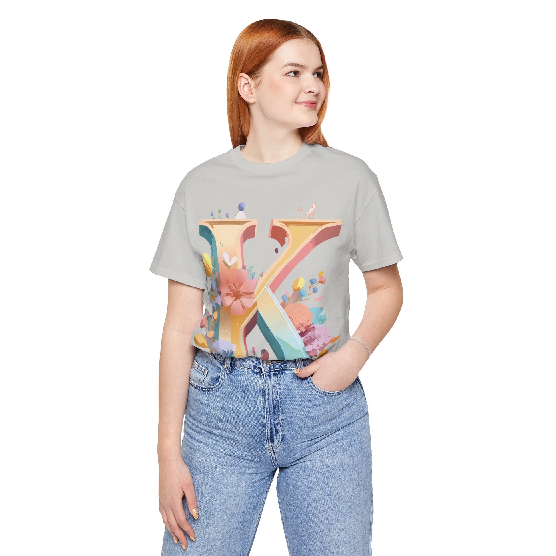 Natural Cotton Tee Shirt - Letters Collection - K Printify