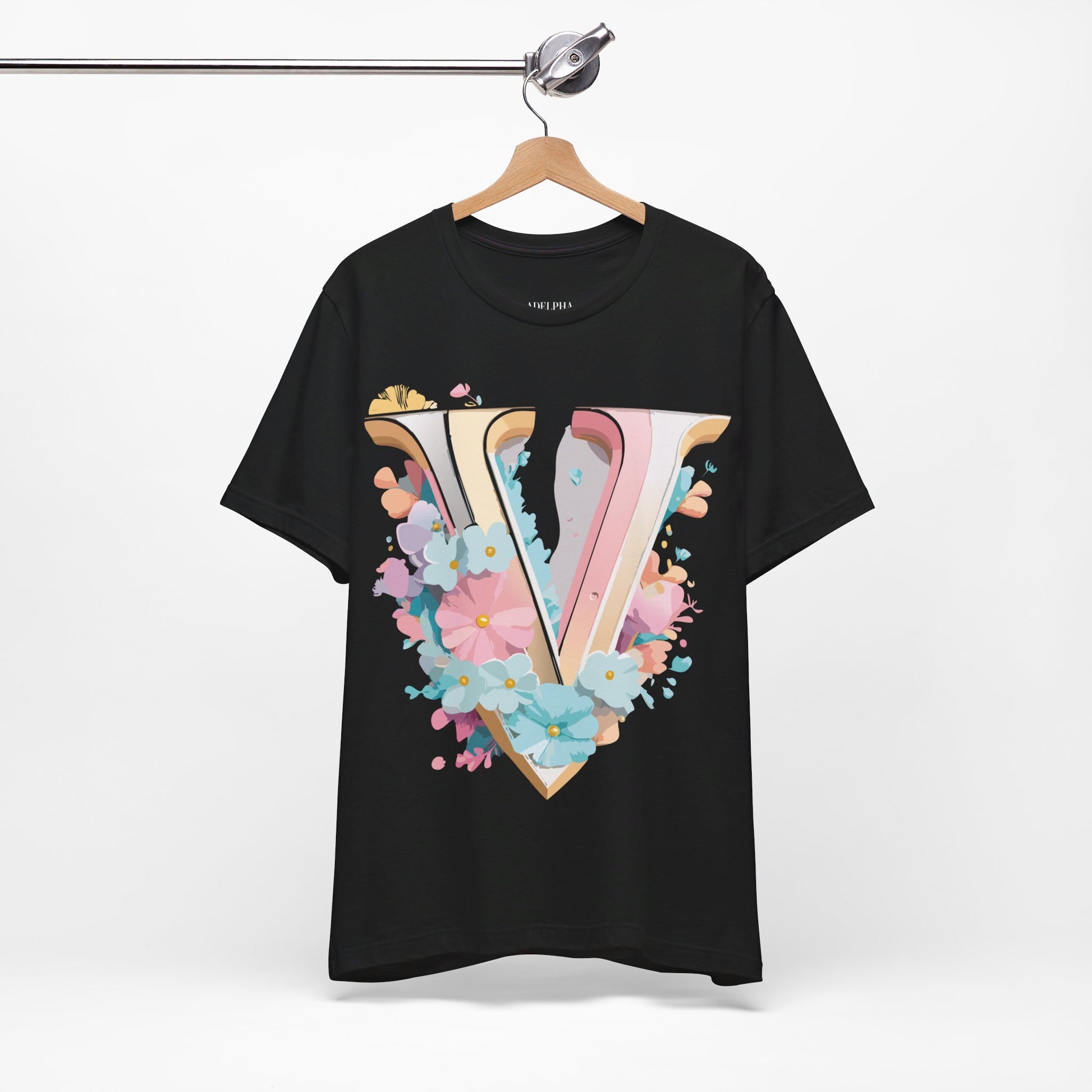 Natural Cotton Tee Shirt - Letters Collection - V Printify