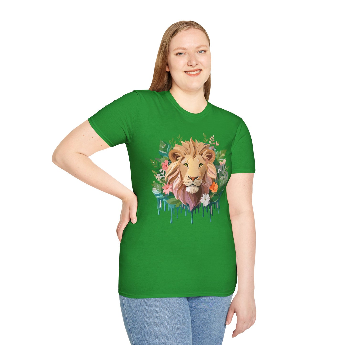 Lion Shirt, Shirt with Lion, Floral Lion Tee, Shirt with Animals