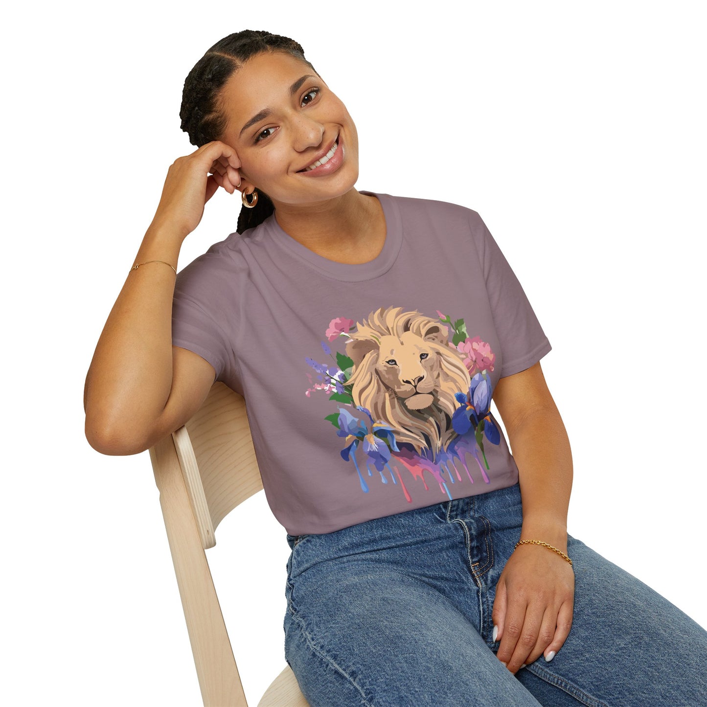 Lion Shirt, Shirt with Lion, Floral Lion Tee, Shirt with Animals