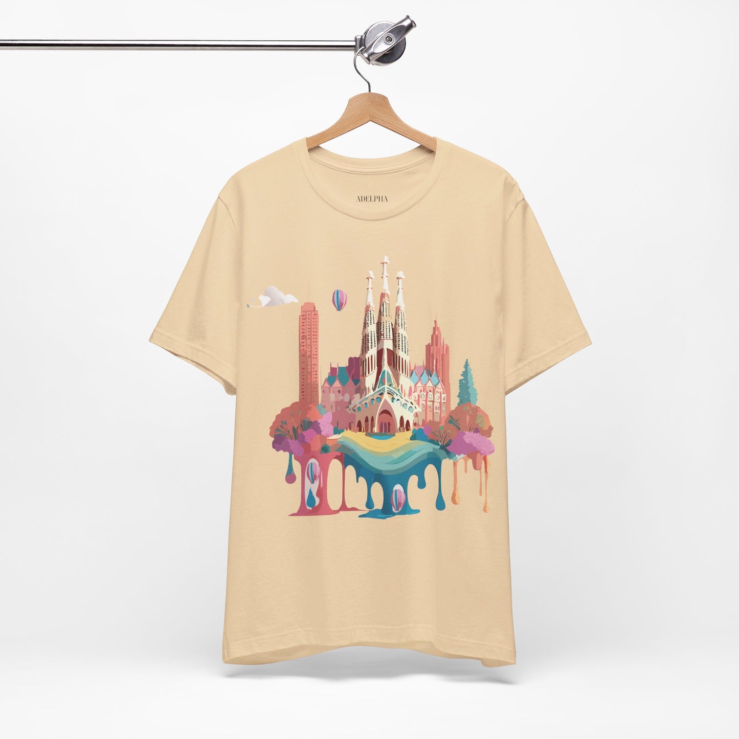 Natural Cotton Tee Shirt - Beautiful Places Collection - Barcelona Printify
