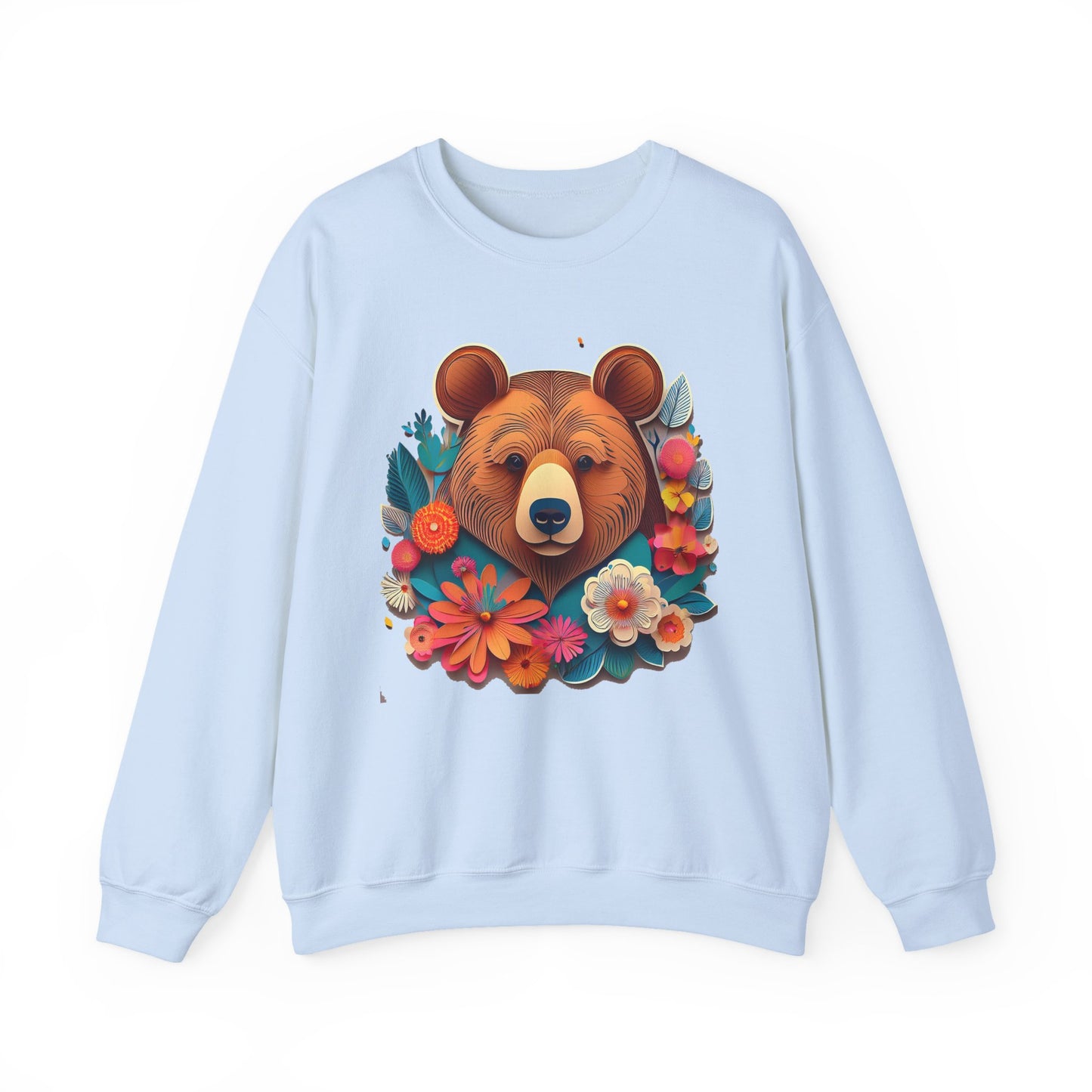 Unisex Floral Bear Sweatshirt, Animals Sweatshirt, Floral Sweatshirt, Art Design Sweatshirt