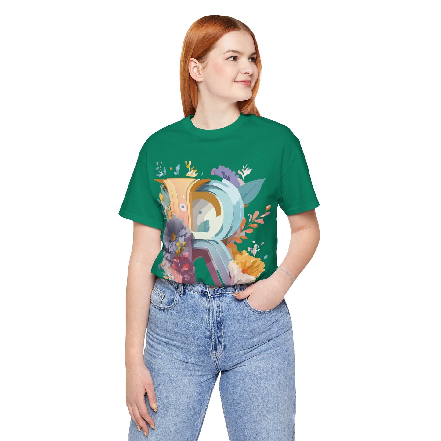 Natural Cotton Tee Shirt - Letters Collection - R Printify