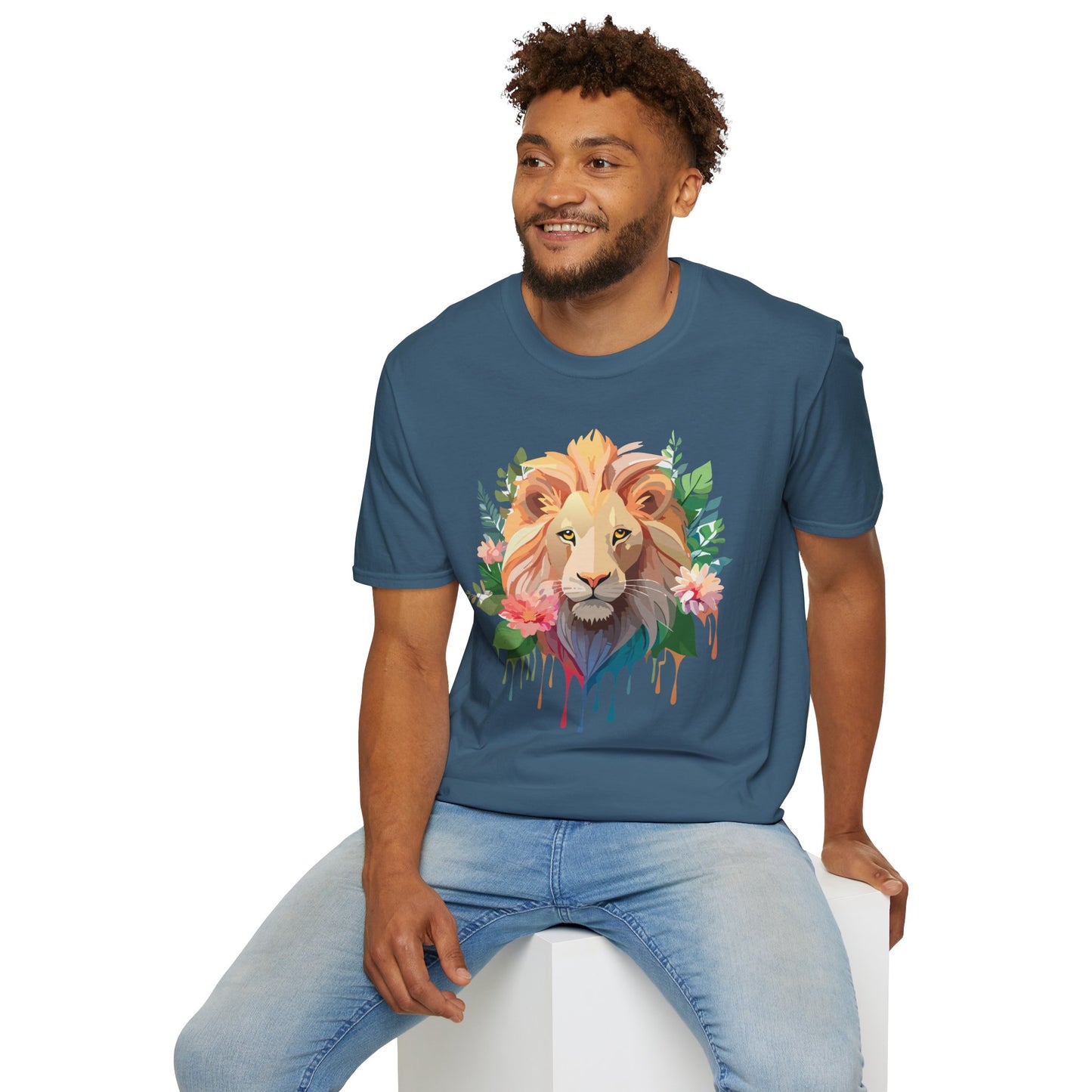 Lion Shirt, Shirt with Lion, Floral Lion Tee, Shirt with Animals