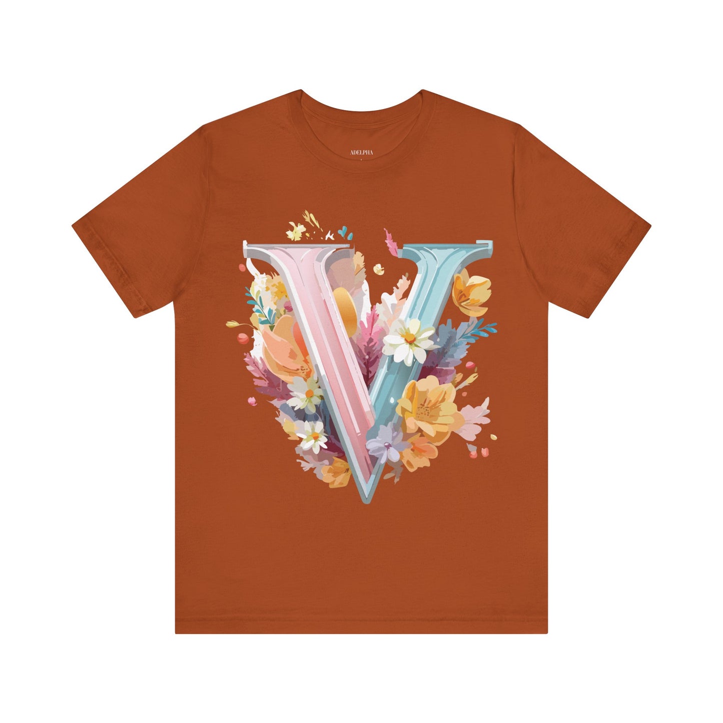 Natural Cotton Tee Shirt - Letters Collection - V Printify