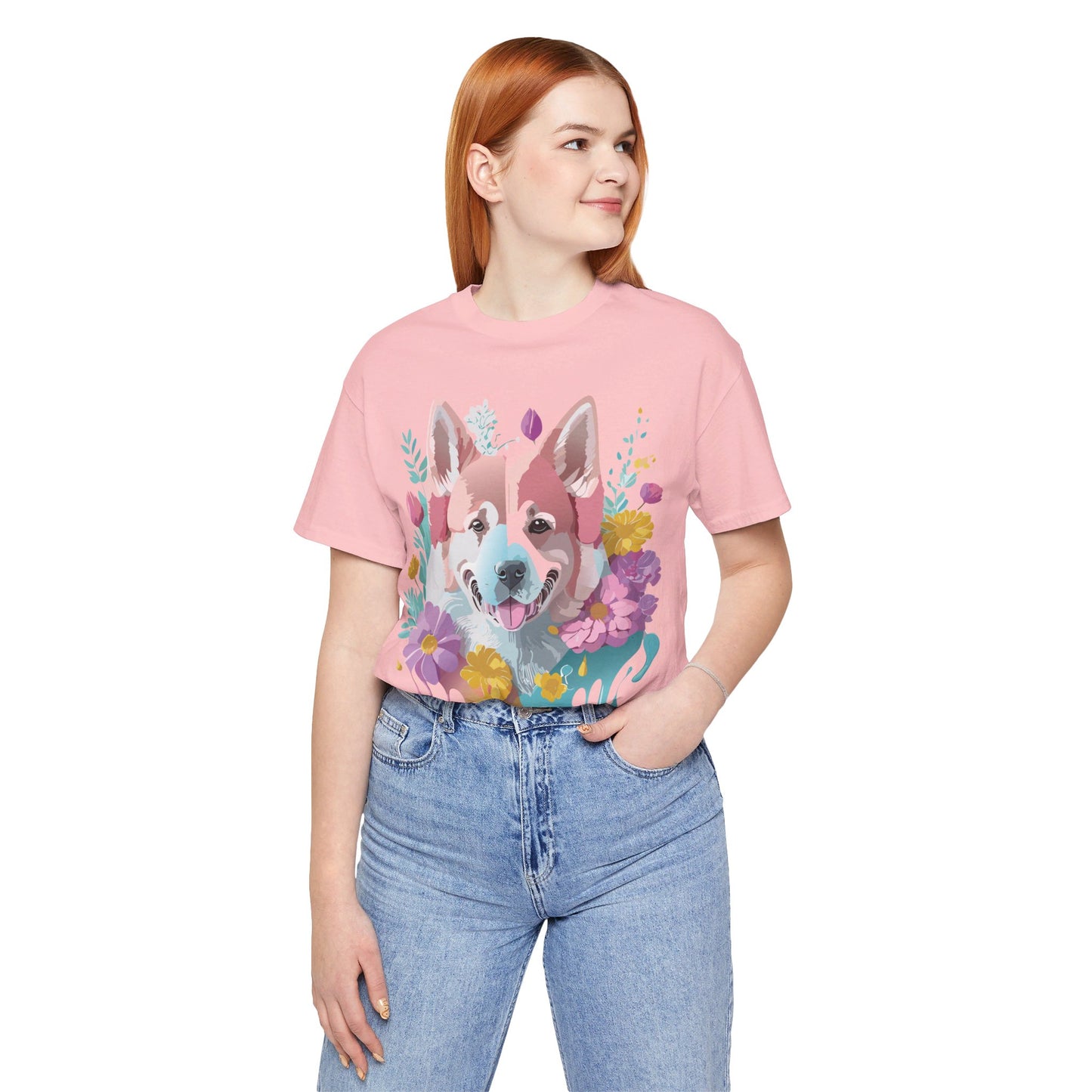 Natural Cotton Tee Shirt with Dog Printify