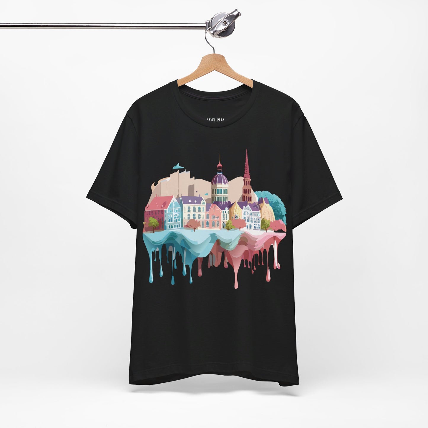 Natural Cotton Tee Shirt - Beautiful Places Collection - Warnemünde and Rostock - Germany Printify