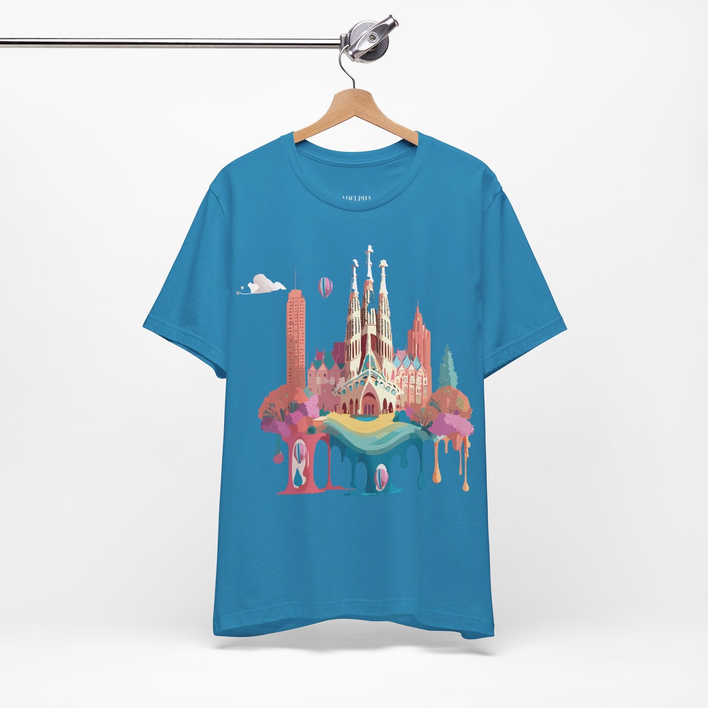 Natural Cotton Tee Shirt - Beautiful Places Collection - Barcelona Printify