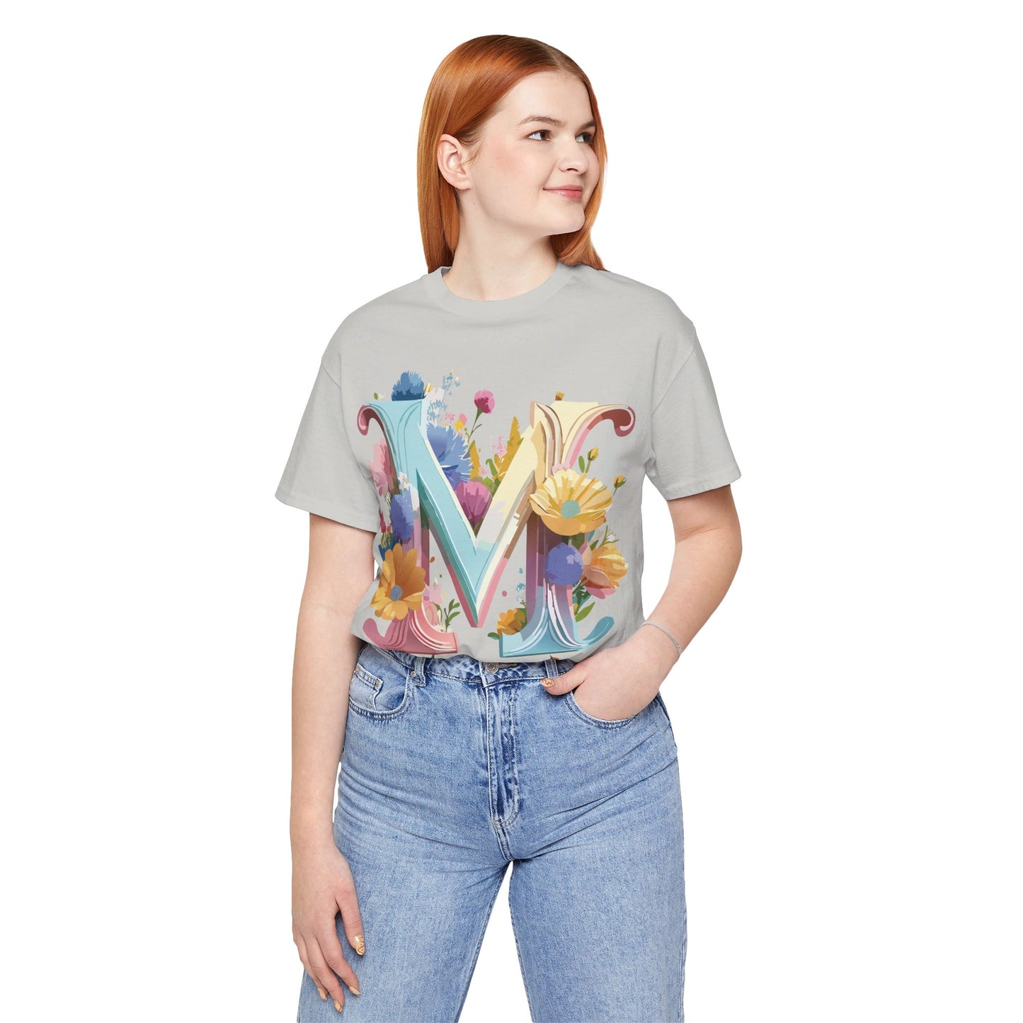 Natural Cotton Tee Shirt - Letters Collection - M Printify
