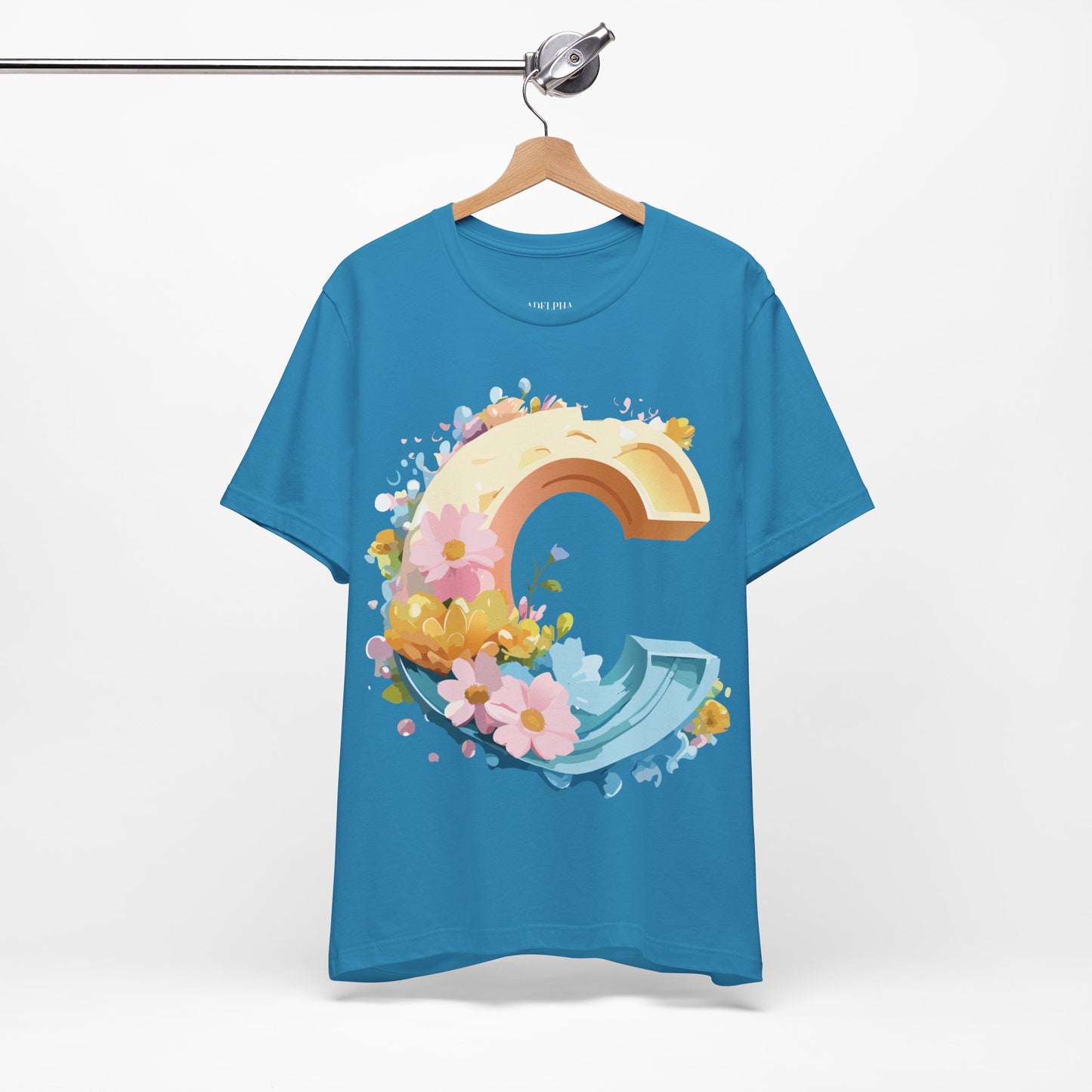 Natural Cotton Tee Shirt - Letters Collection - C Printify