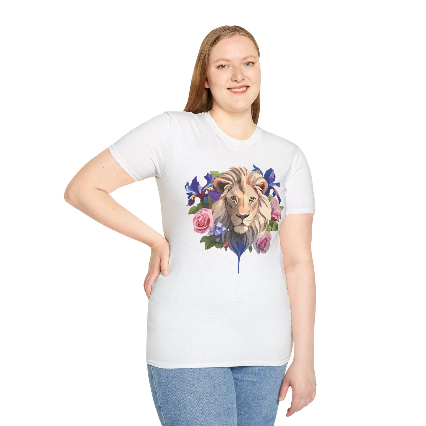 Lion Shirt, Shirt with Lion, Floral Lion Tee, Shirt with Animals