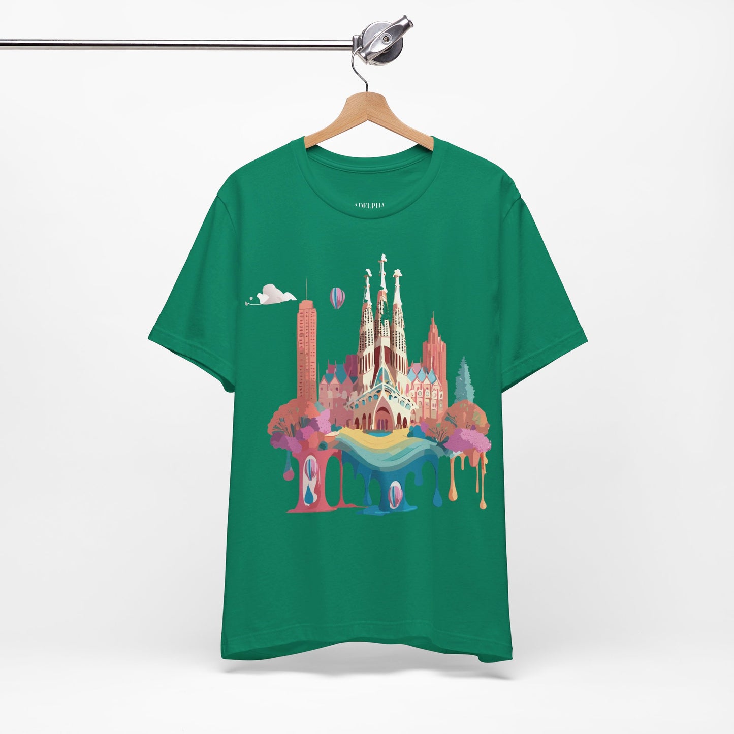 Natural Cotton Tee Shirt - Beautiful Places Collection - Barcelona Printify