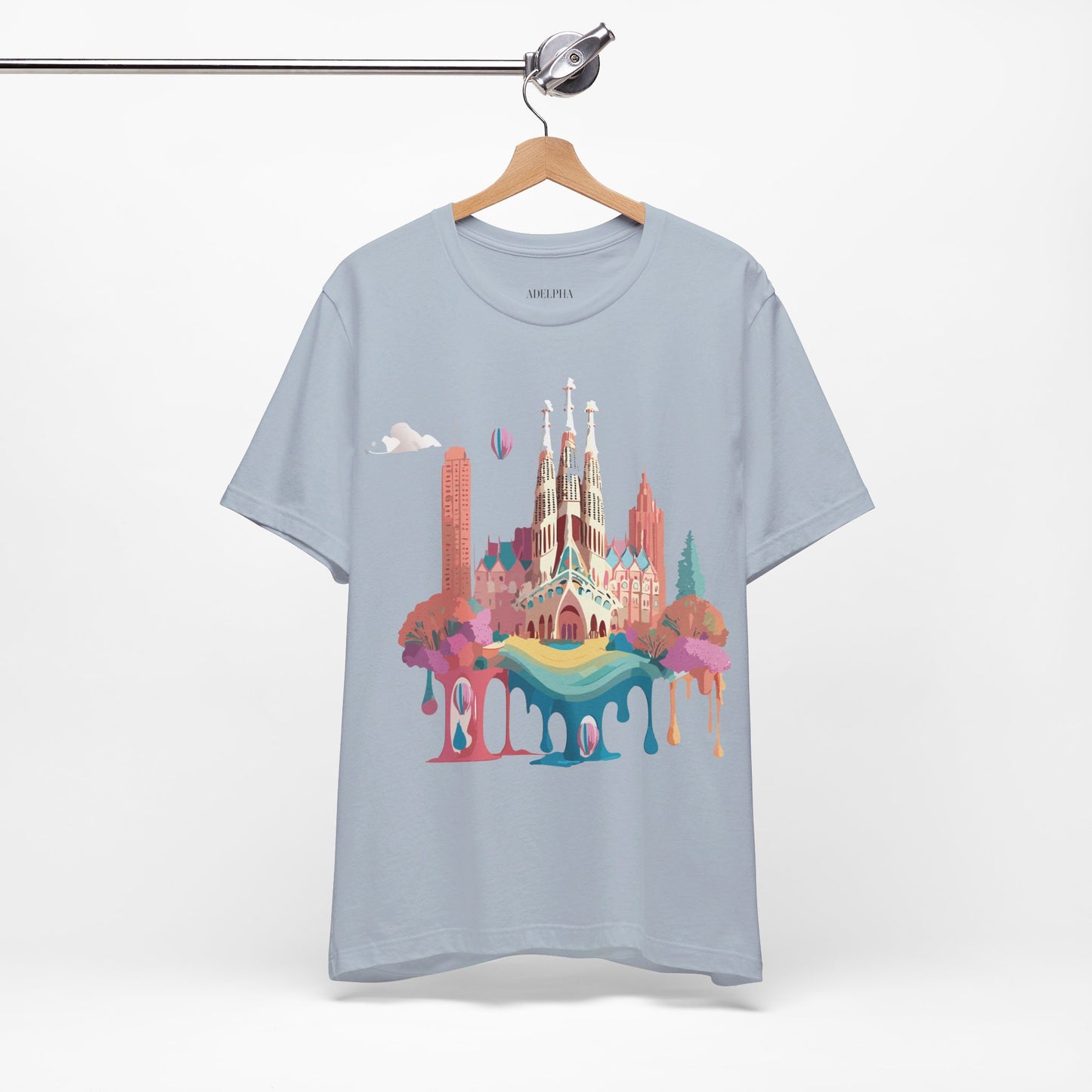 Natural Cotton Tee Shirt - Beautiful Places Collection - Barcelona Printify