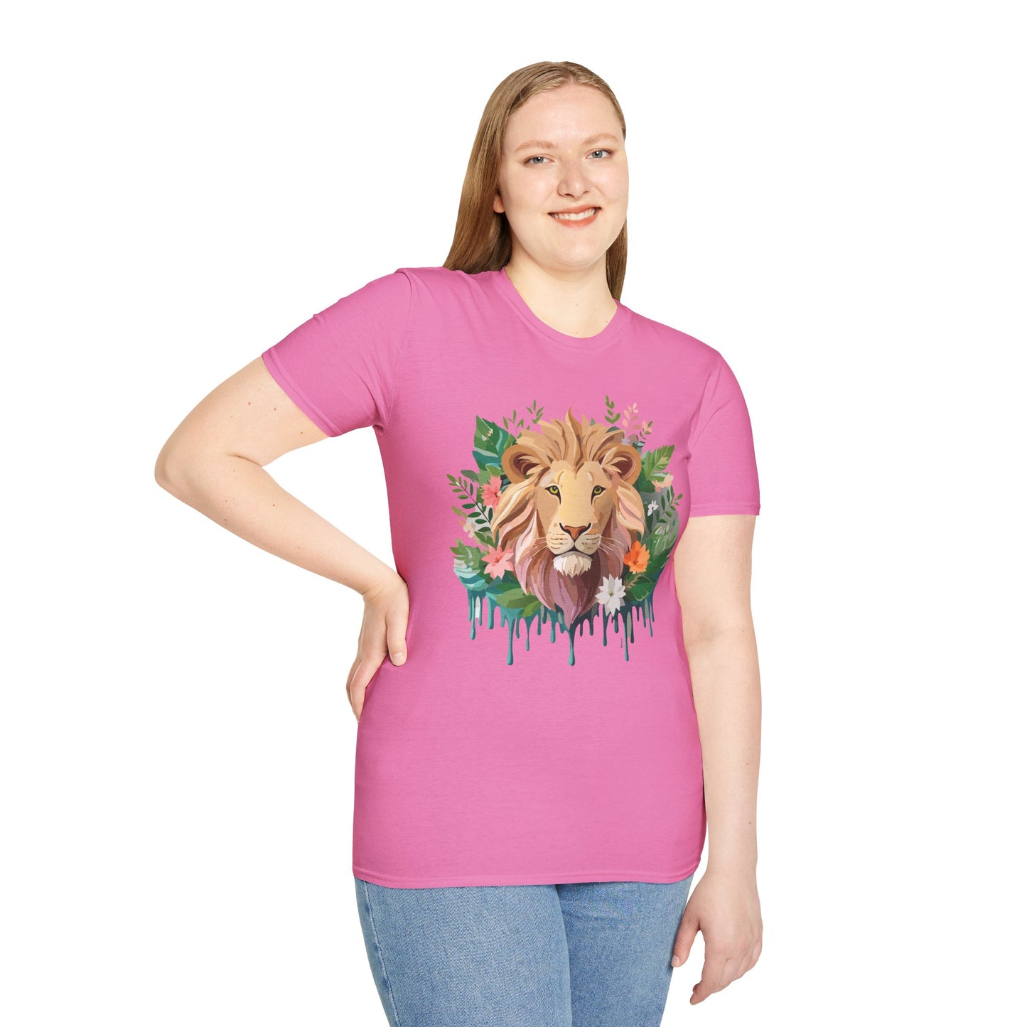 Lion Shirt, Shirt with Lion, Floral Lion Tee, Shirt with Animals