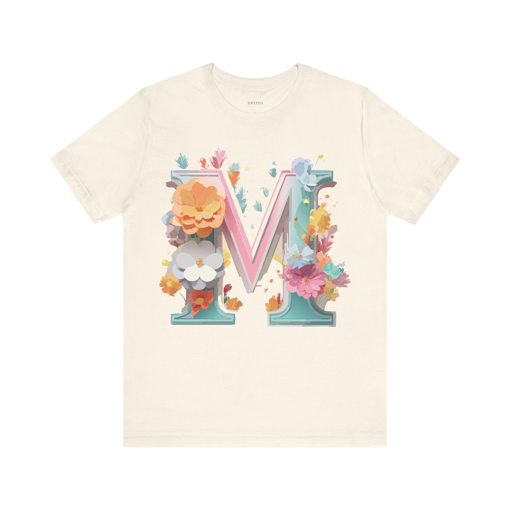 Natural Cotton Tee Shirt - Letters Collection - M Printify