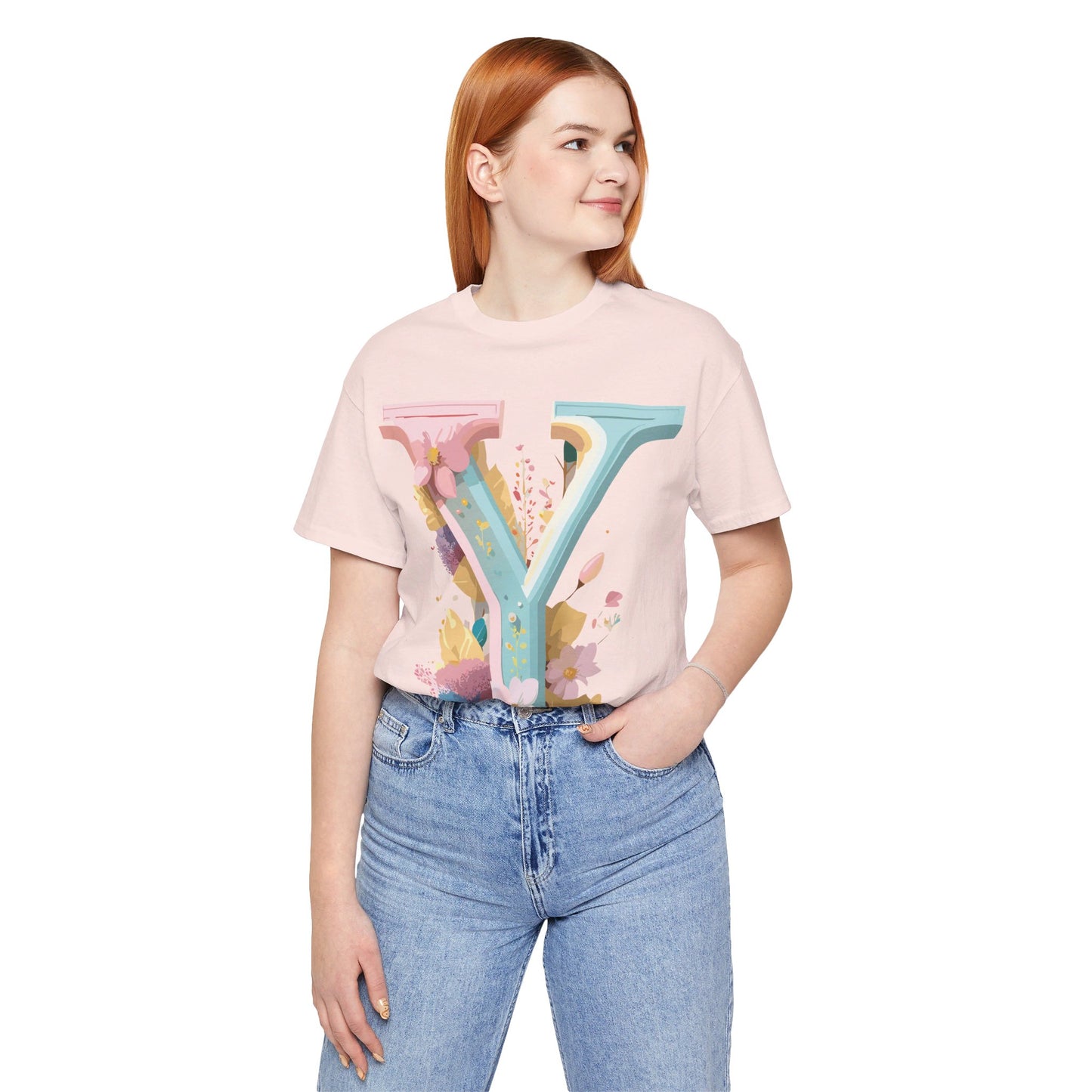 Natural Cotton Tee Shirt - Letters Collection - Y Printify