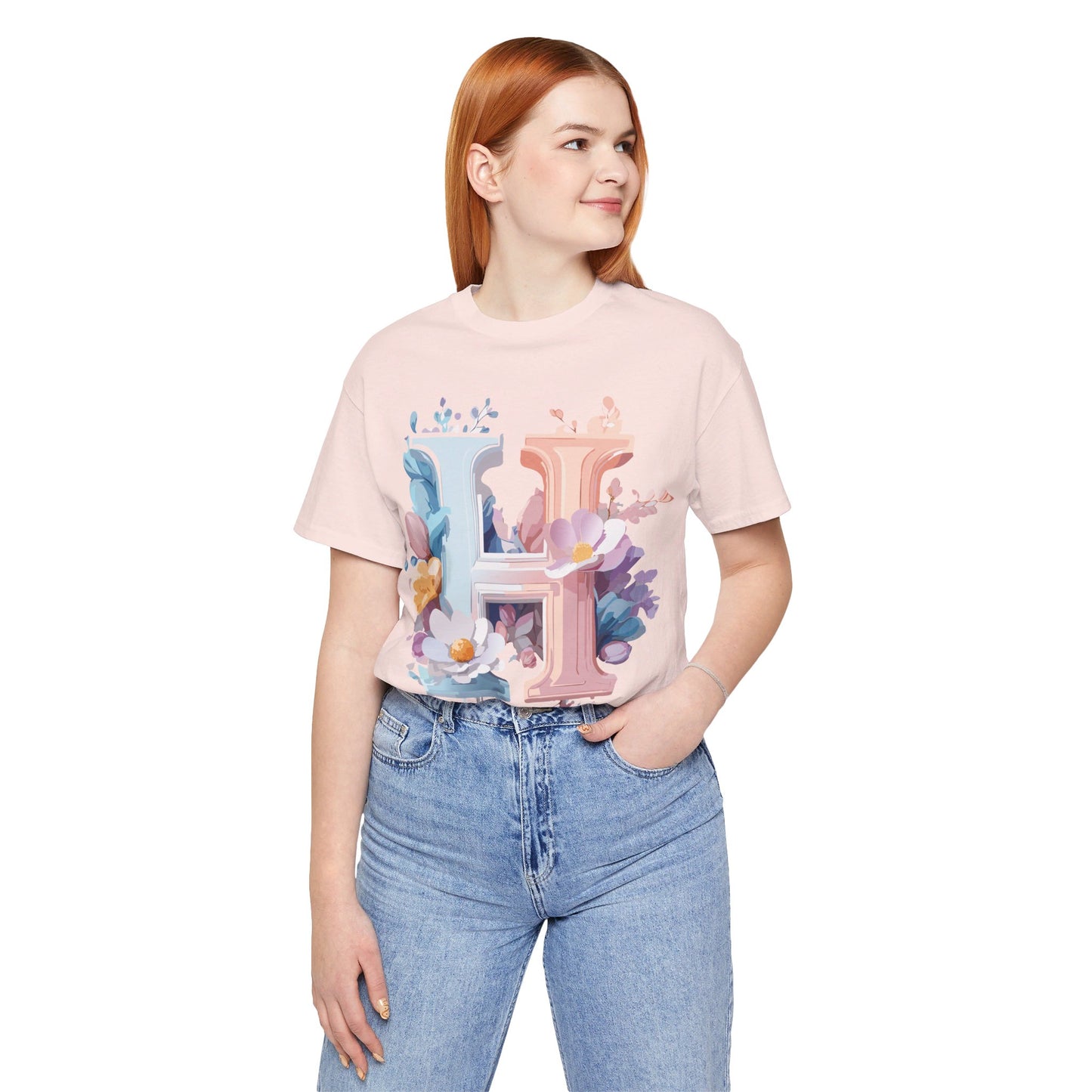 Natural Cotton Tee Shirt - Letters Collection - H Printify