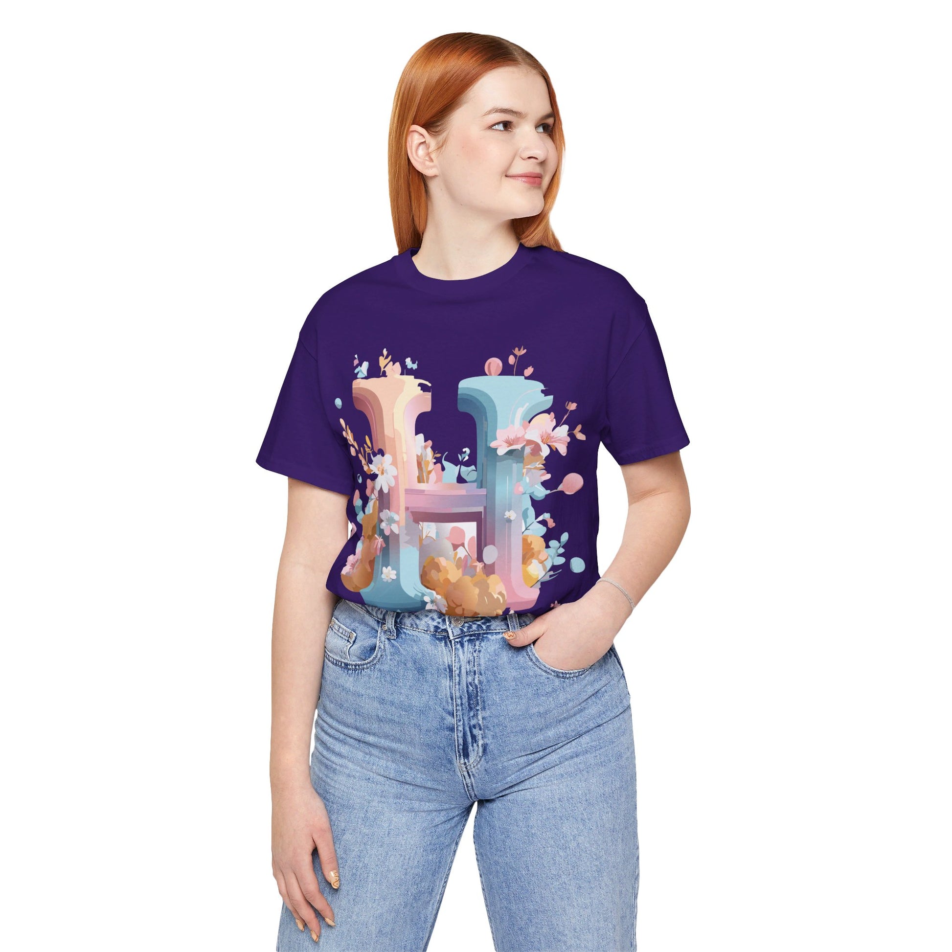 Natural Cotton Tee Shirt - Letters Collection - H Printify