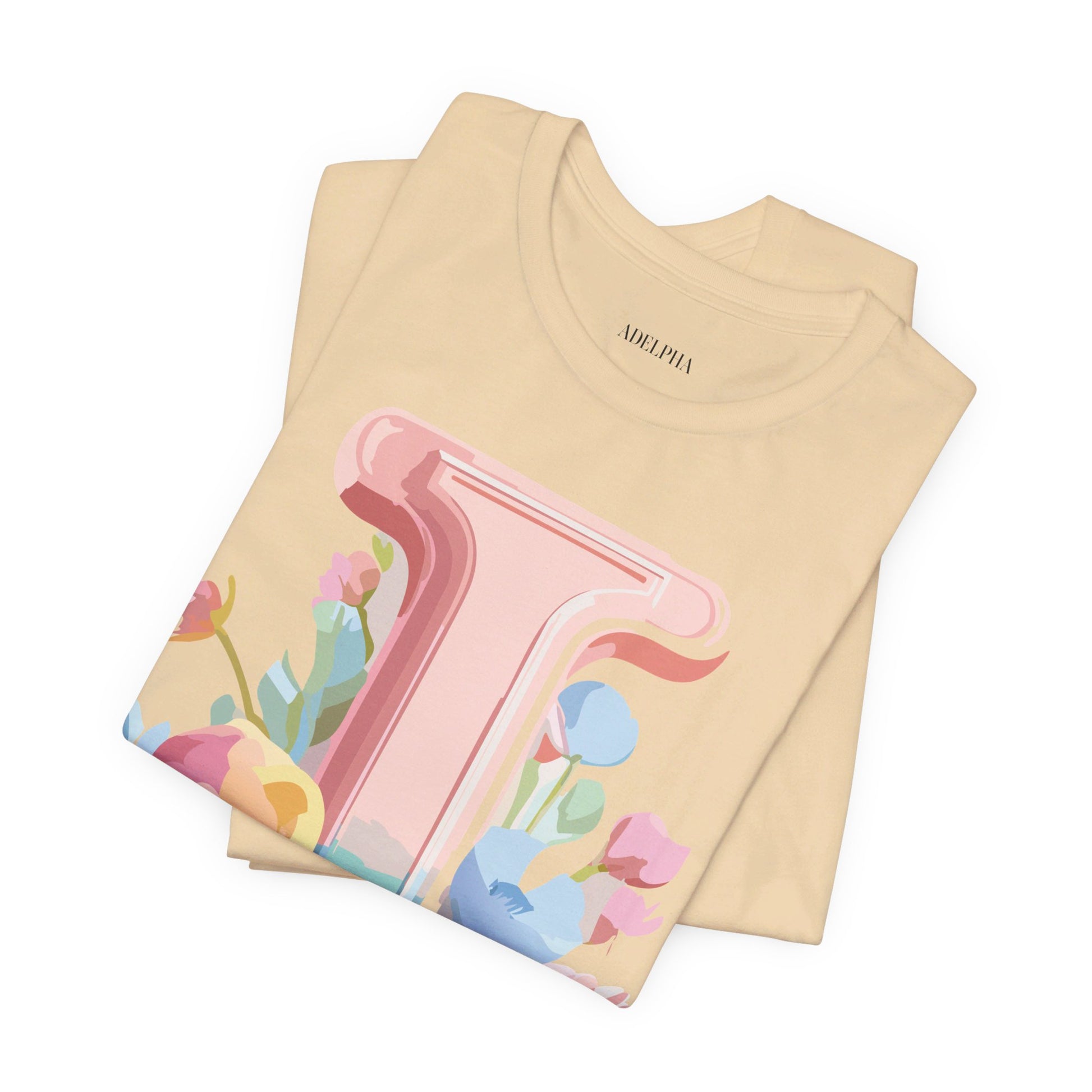Natural Cotton Tee Shirt - Letters Collection - I Printify