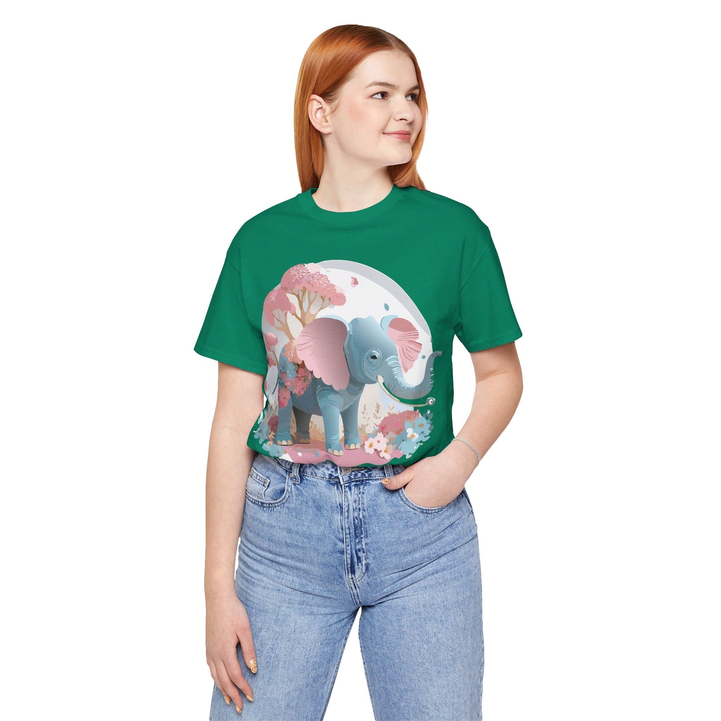 Natural Cotton Tee Shirt with Elephant Printify