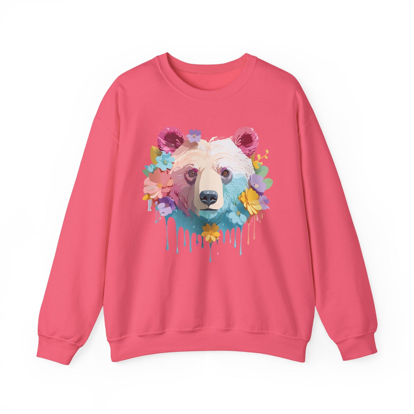 Unisex Floral Bear Sweatshirt, Animals Sweatshirt, Floral Sweatshirt, Art Design Sweatshirt