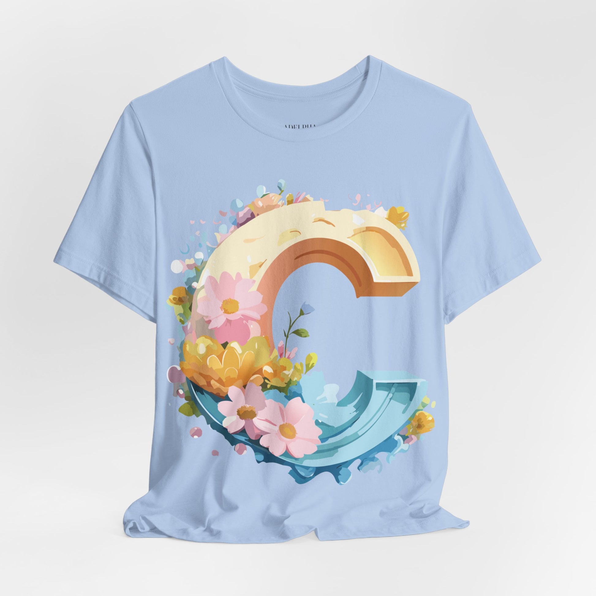Natural Cotton Tee Shirt - Letters Collection - C Printify
