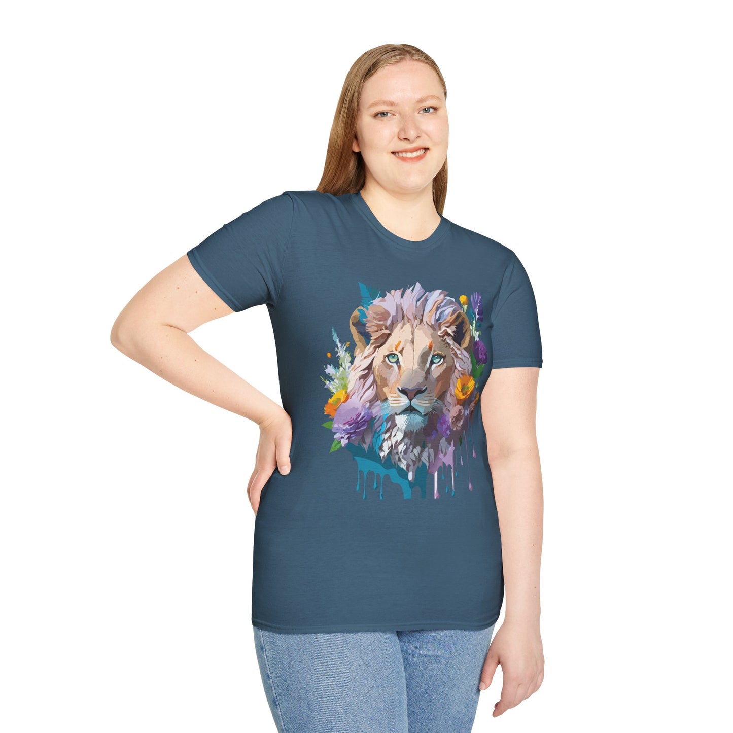 Lion Shirt, Shirt with Lion, Floral Lion Tee, Shirt with Animals