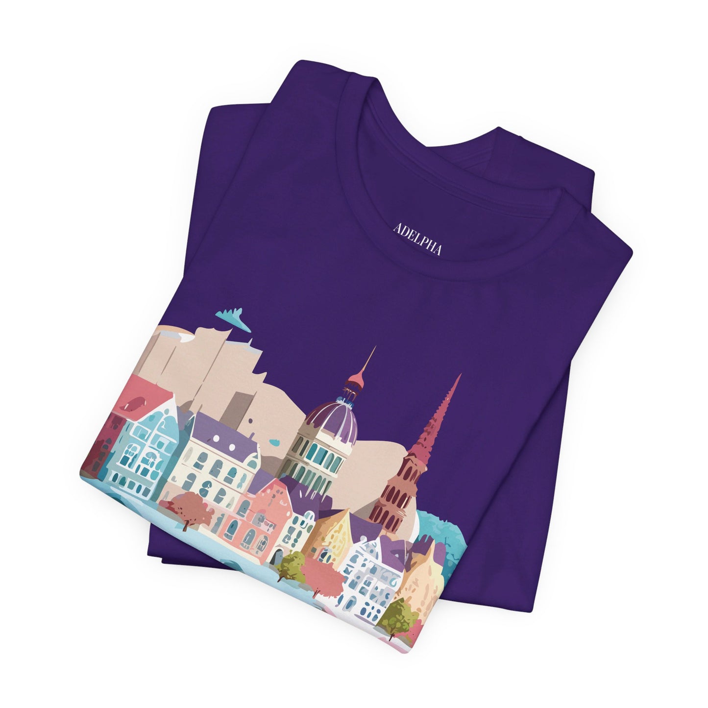 Natural Cotton Tee Shirt - Beautiful Places Collection - Warnemünde and Rostock - Germany Printify