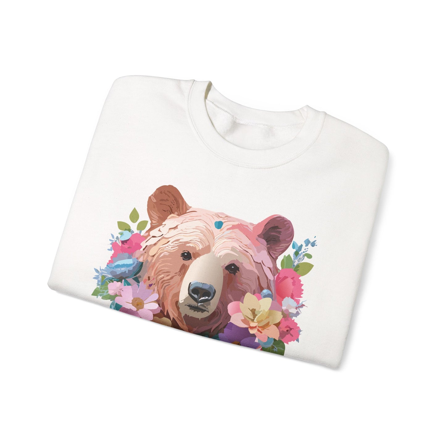 Unisex Floral Bear Sweatshirt, Animals Sweatshirt, Floral Sweatshirt, Art Design Sweatshirt