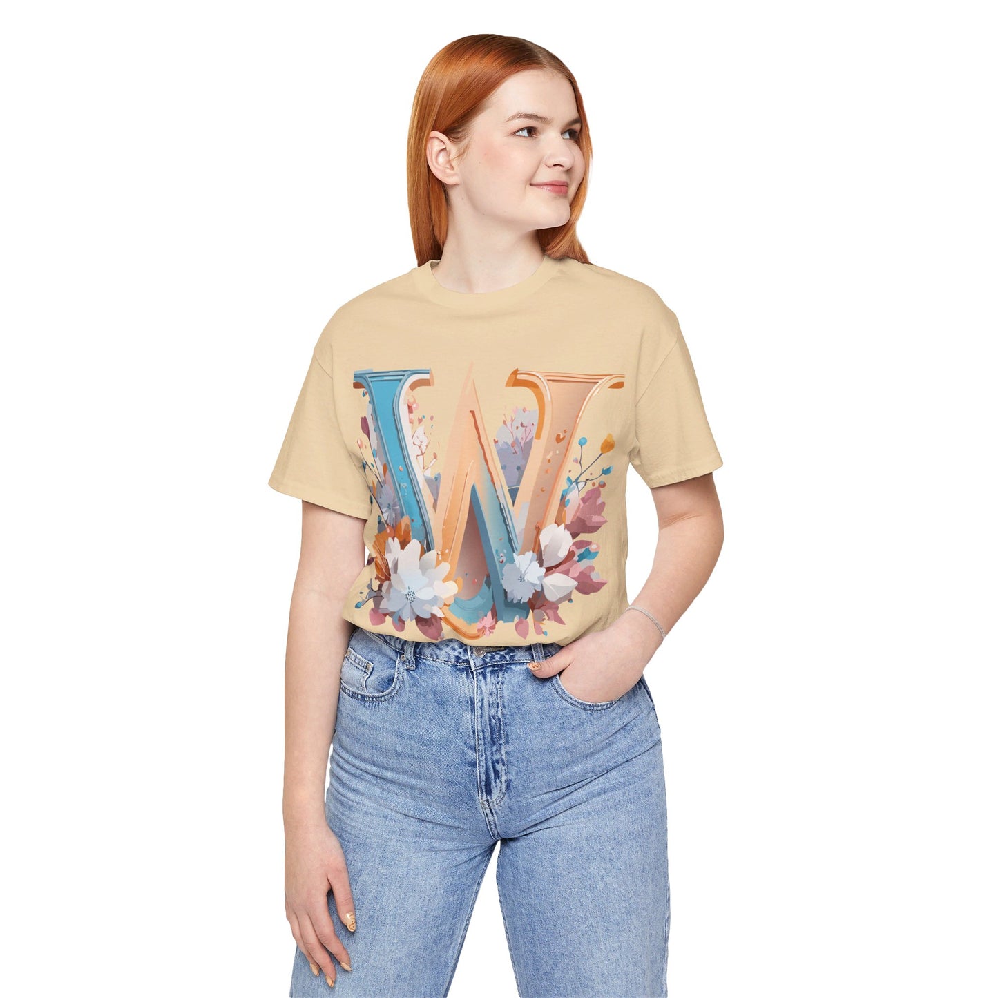 Natural Cotton Tee Shirt - Letters Collection - W Printify